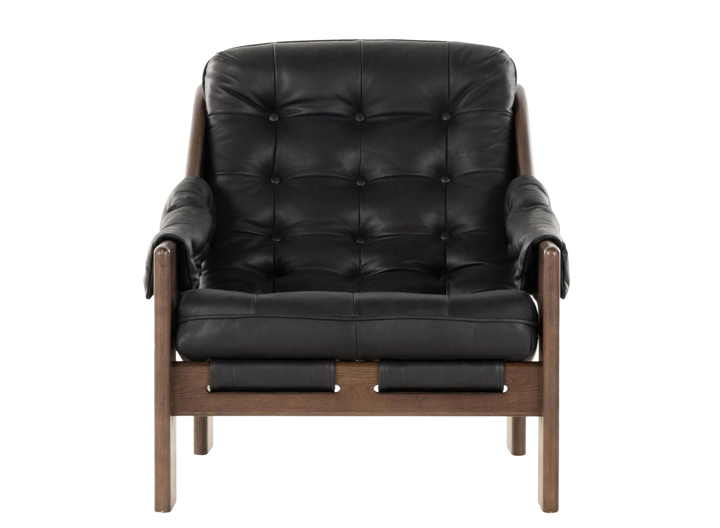 Kensington Halston Black Leather Accent Chair