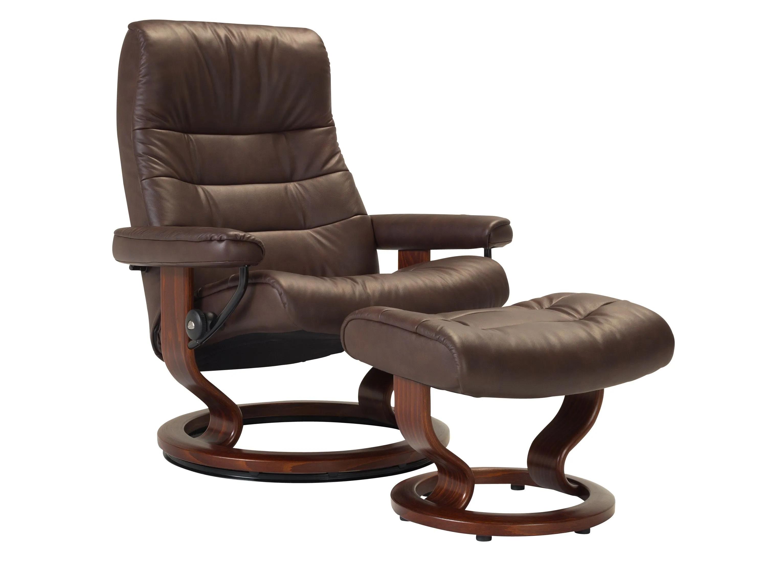Stressless Opal Large Leather Reclining Chair and Ottoman