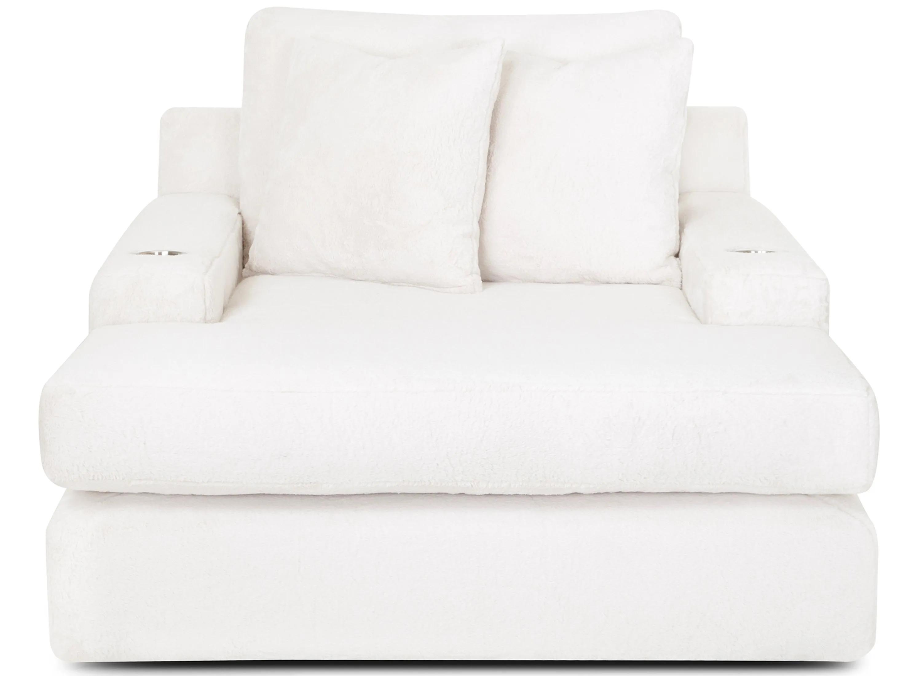 Woolly Small Chaise w/ Dual Cup Holders and USB