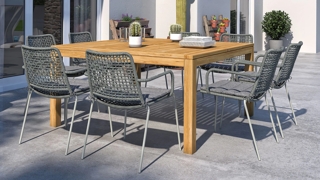 Amazonia Outdoor 9-pc. Square Patio Dining Table Set w/ Rope Steel Chairs