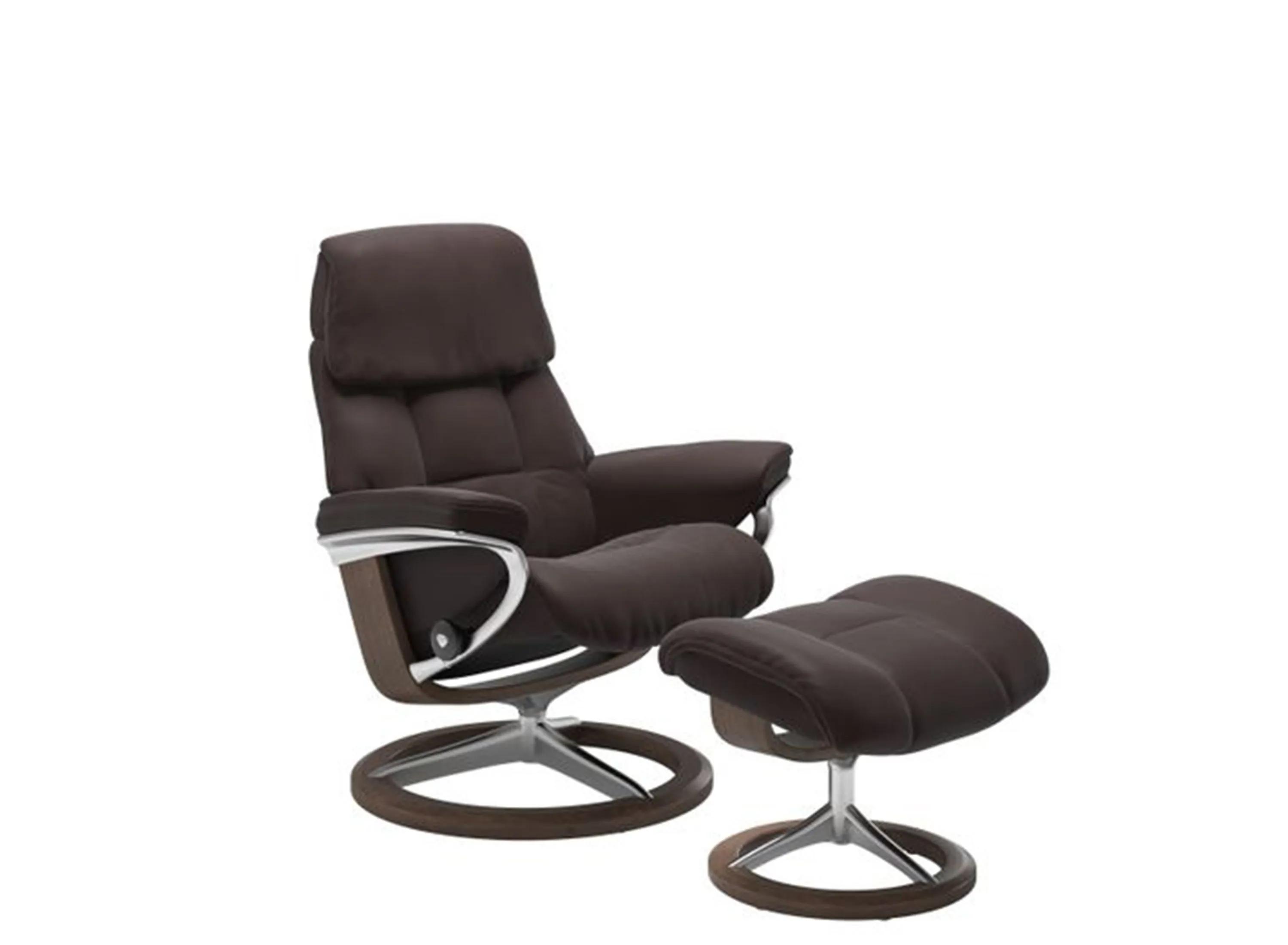 Stressless Ruby Large Signature Leather Reclining Chair and Ottoman