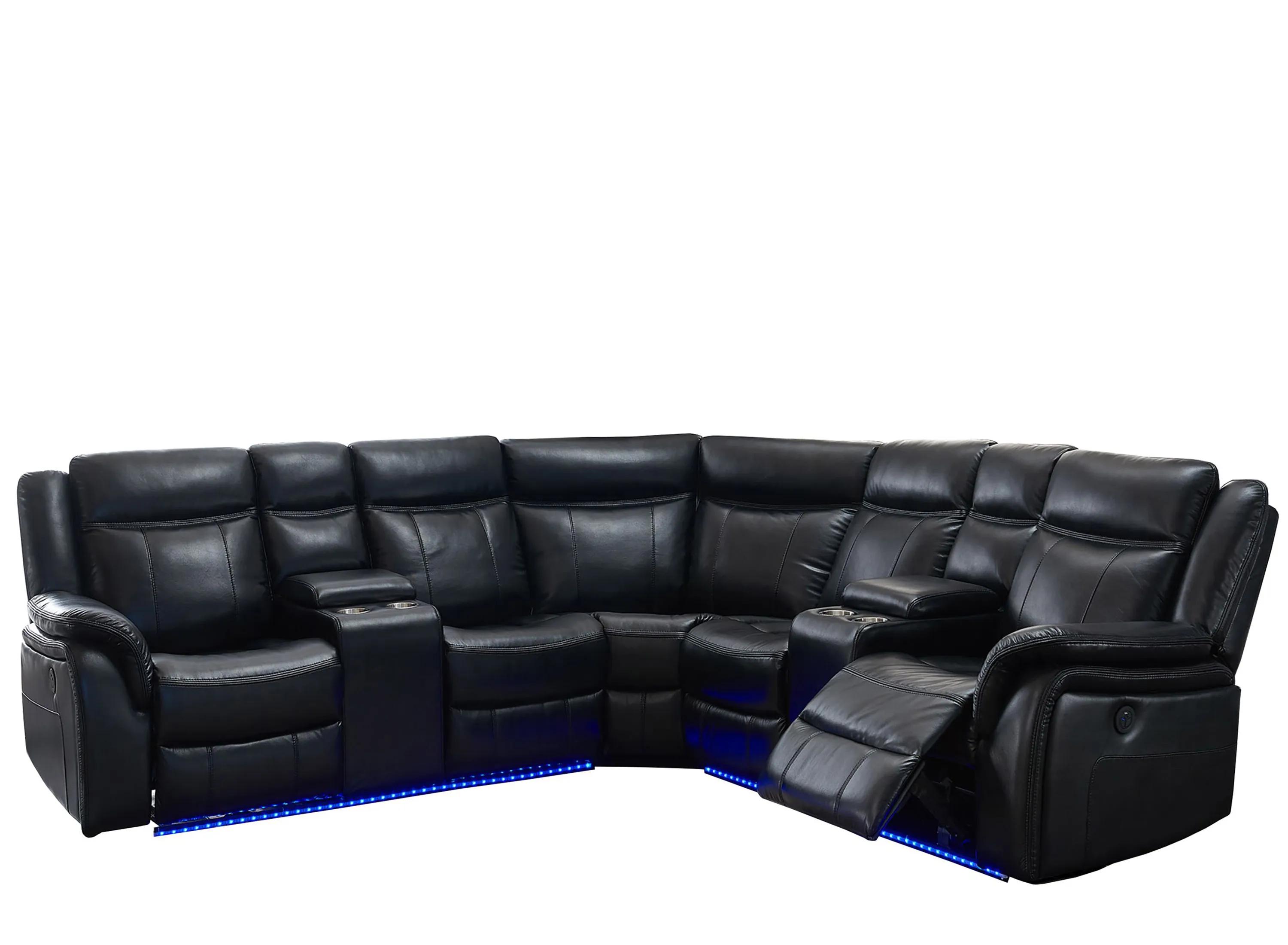 Justine Power Reclining Sectional Sofa w/ Lighting