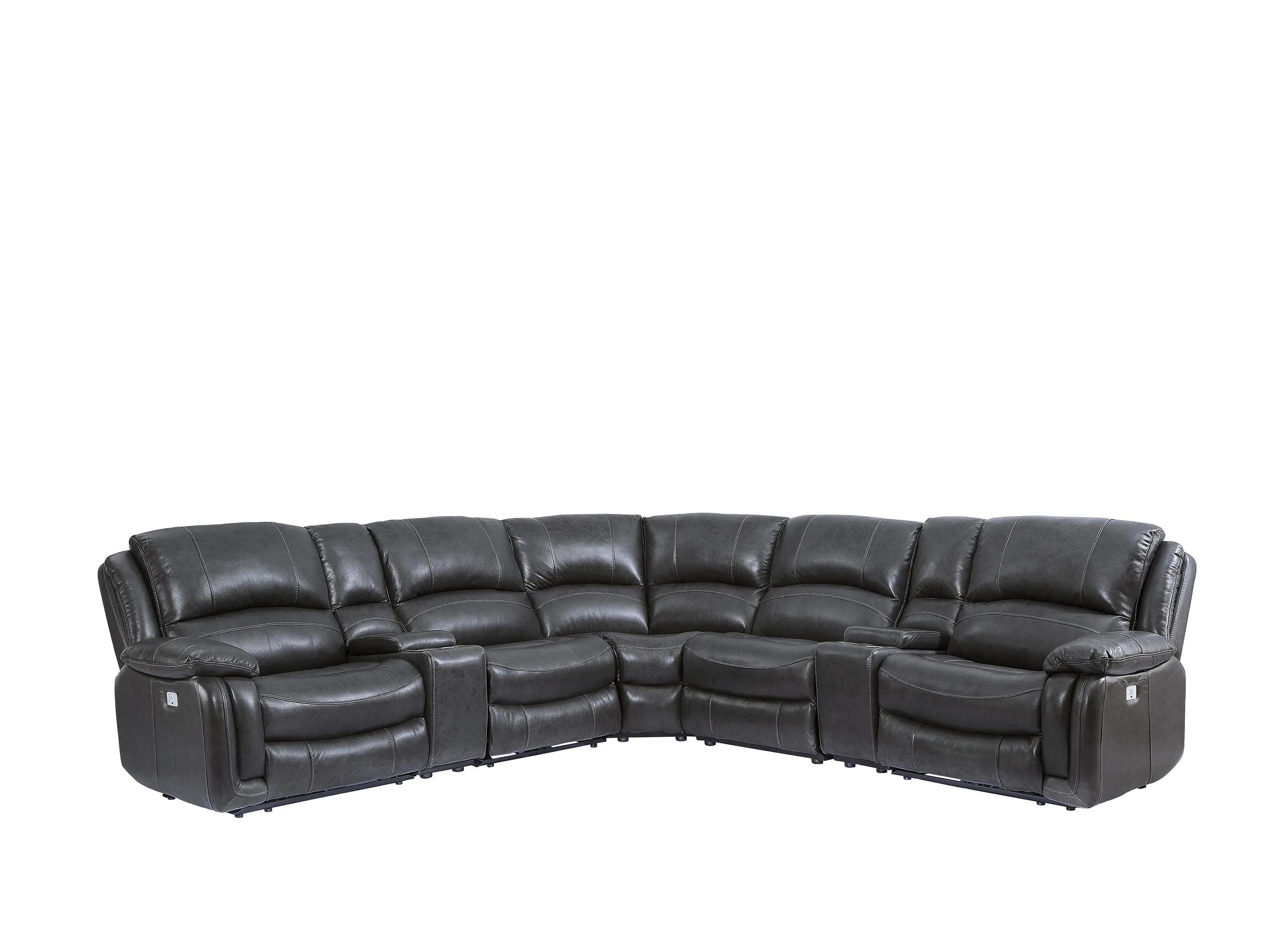 Denver Power 7-pc. Leather Reclining Sectional