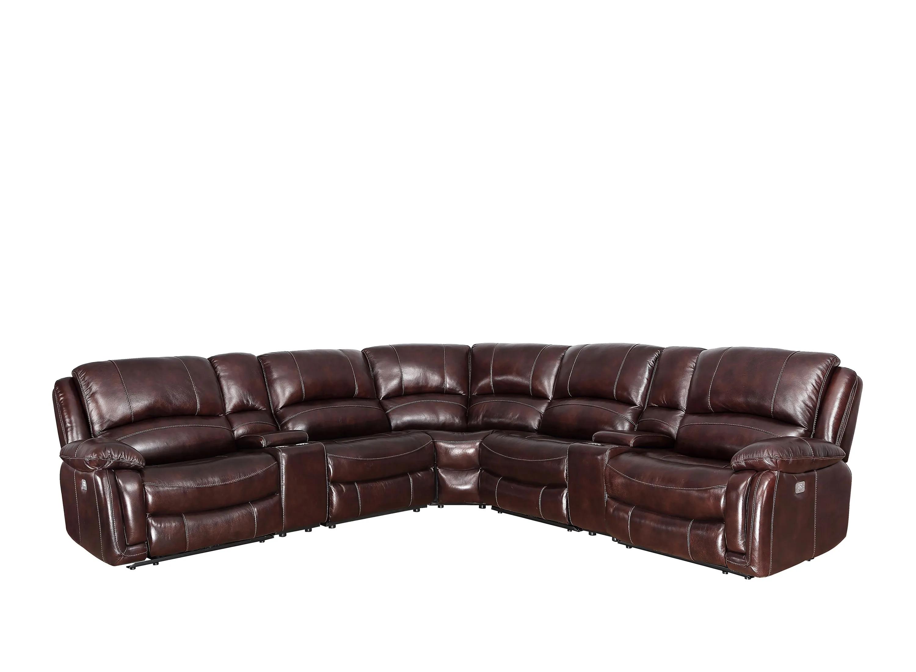 Denver Power 7-pc. Leather Reclining Sectional