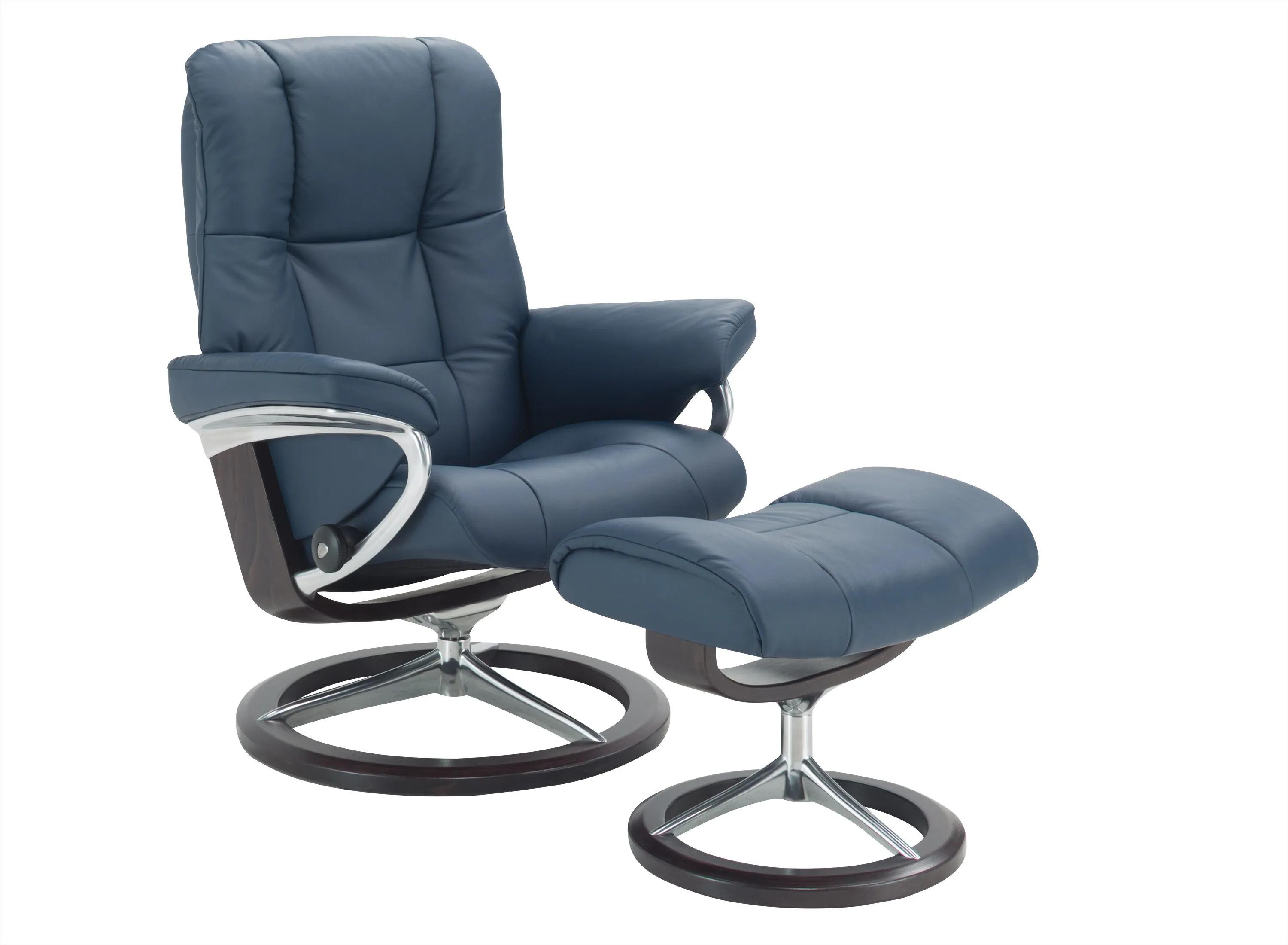 Stressless Mayfair Medium Leather Reclining Chair and Ottoman