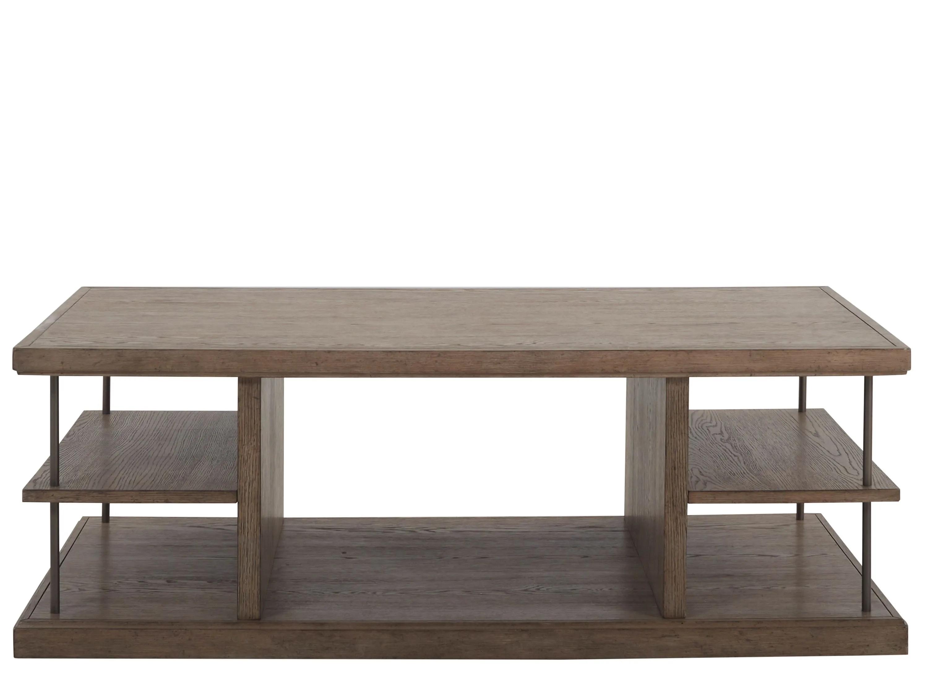 City Scape Rectangle Cocktail Table w/ Shelves and Casters