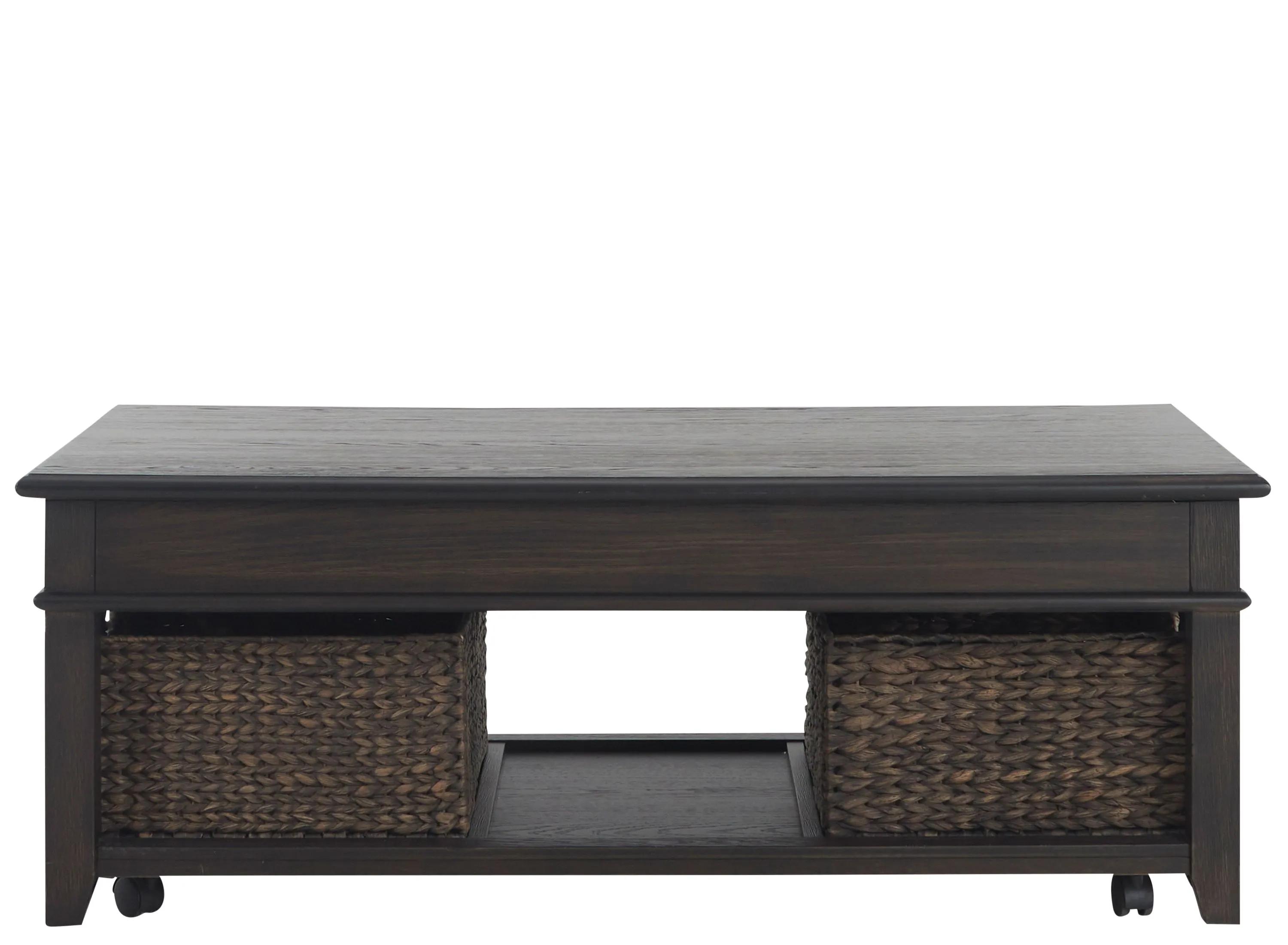 Mill Creek Lift Top Cocktail Table w/ 2 Baskets and Casters