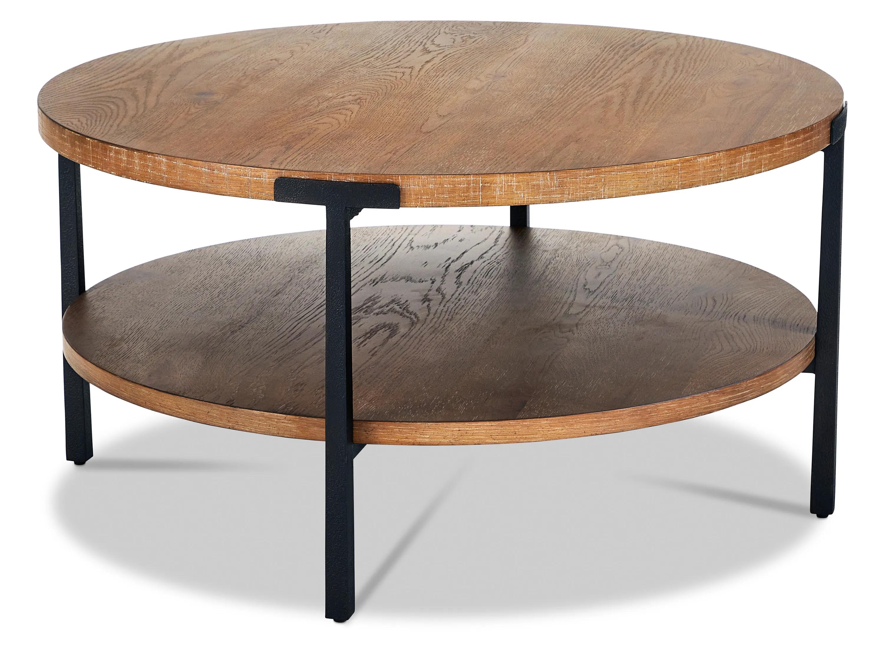 Millwork Rustic Umber and Black Round Occasional Table Set
