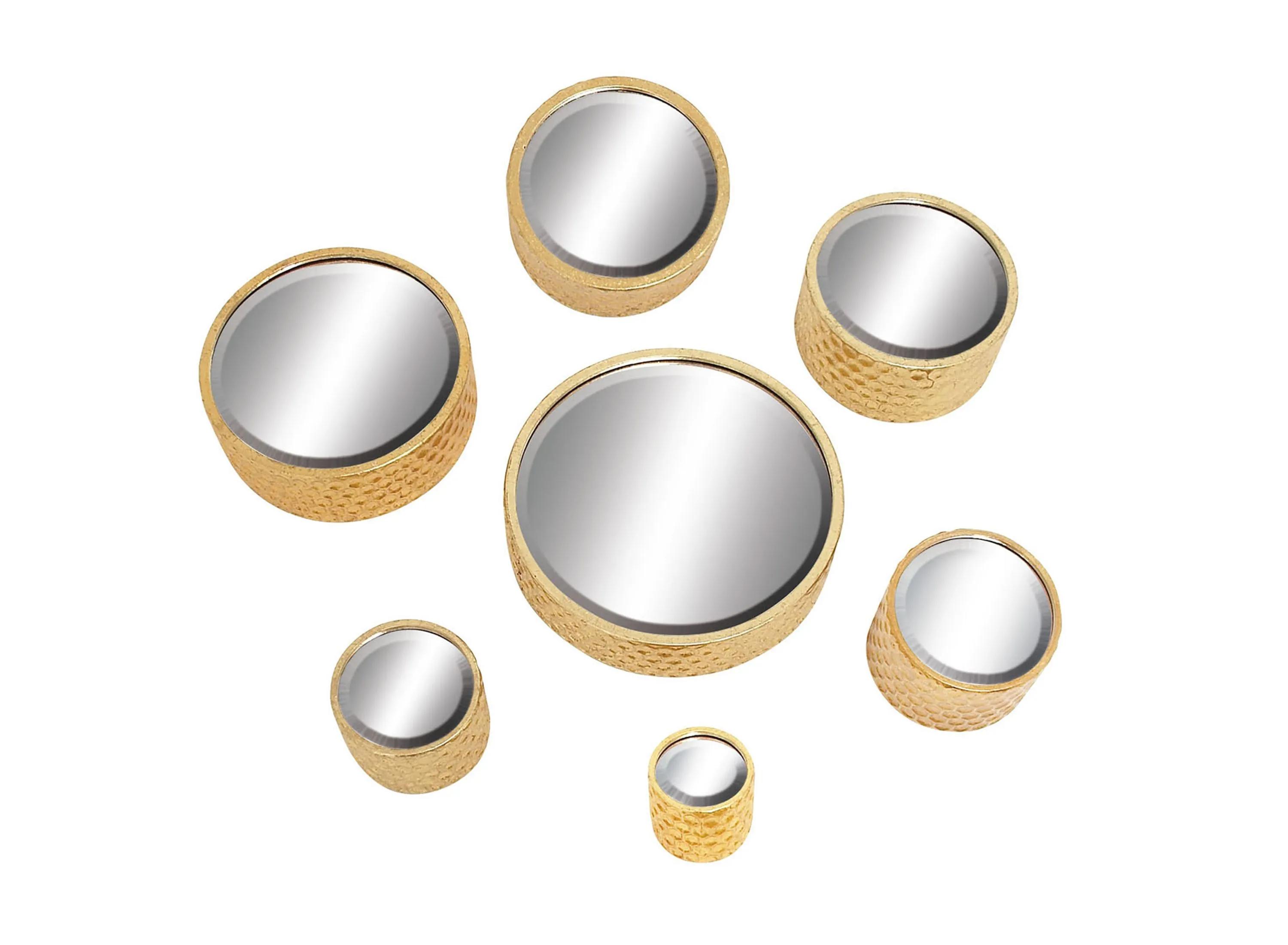 Ivy Collection Gold Metal Glam Wall Mirror Set of 7