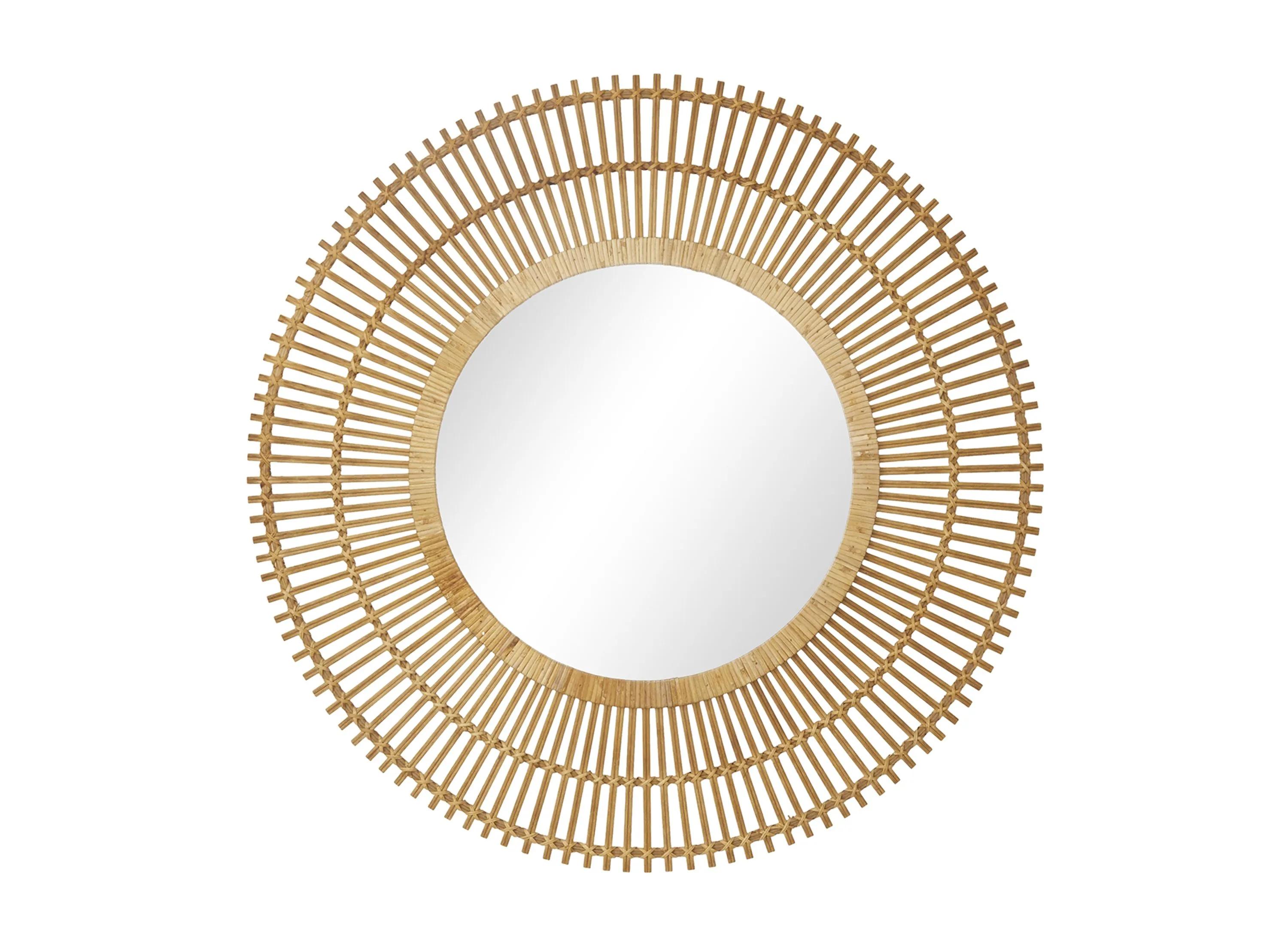 Ivy Collection Bamboo Bohemian Wall Mirror