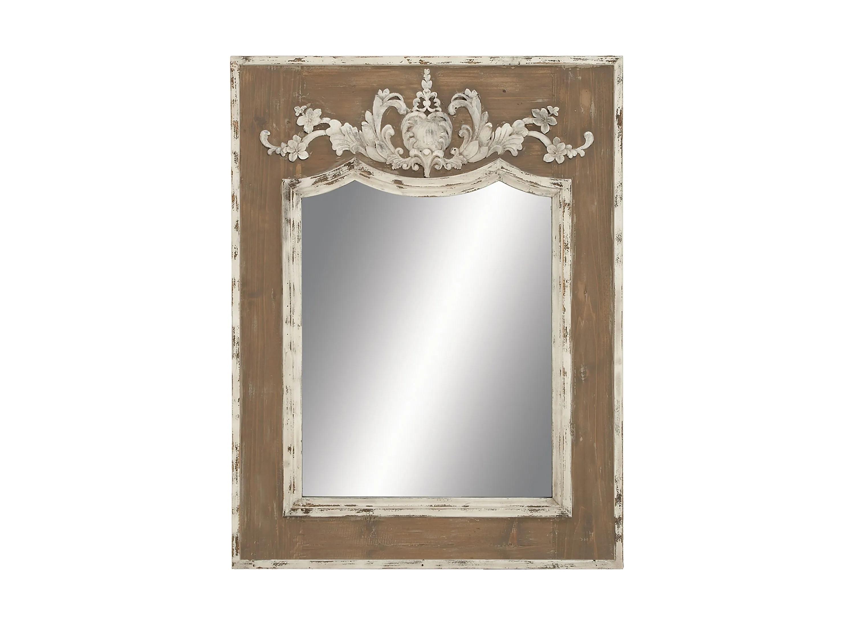 Ivy Collection Brown Wood Rustic Wall Mirror