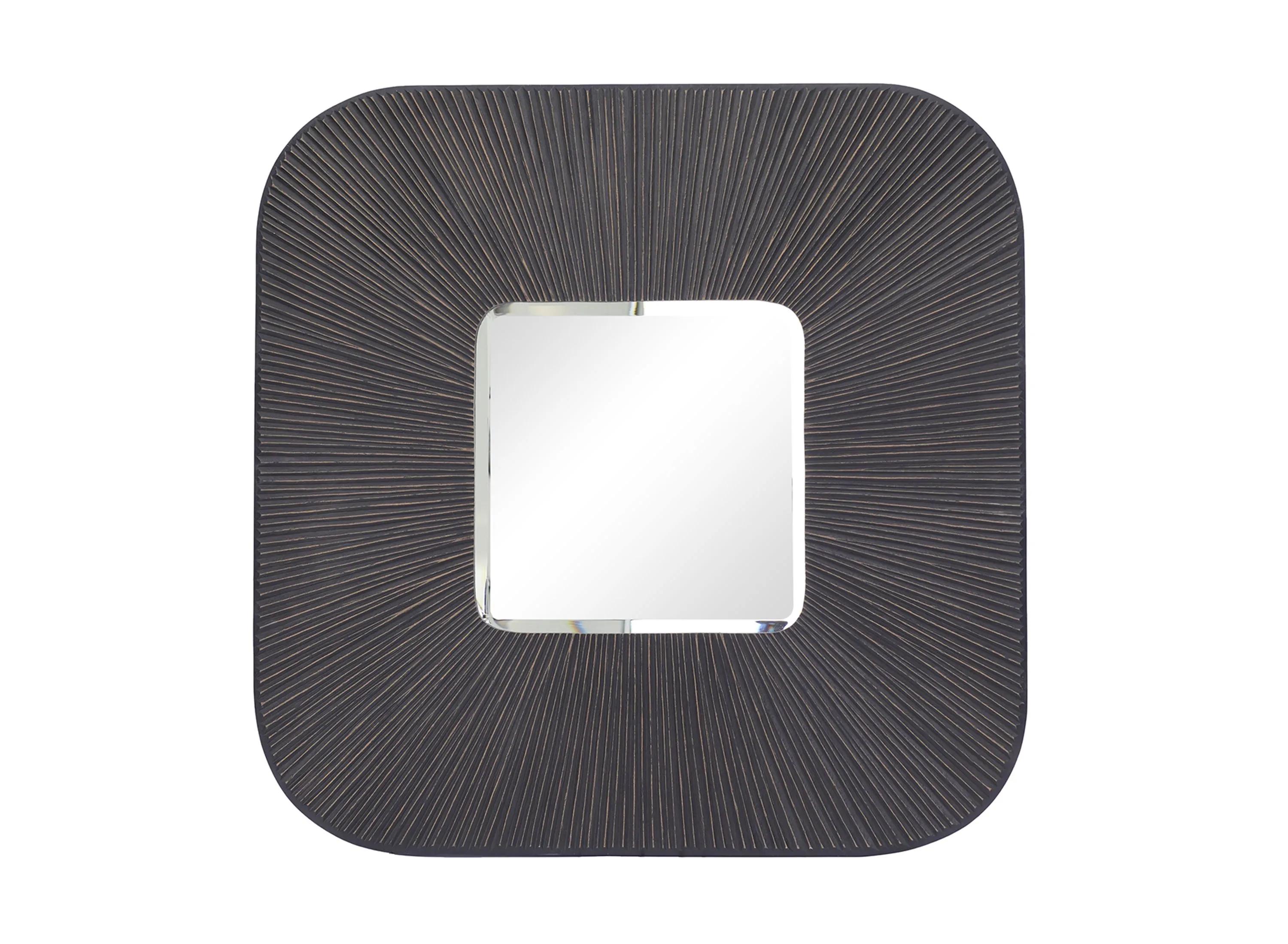 Ivy Collection Black Wood Modern Wall Mirror