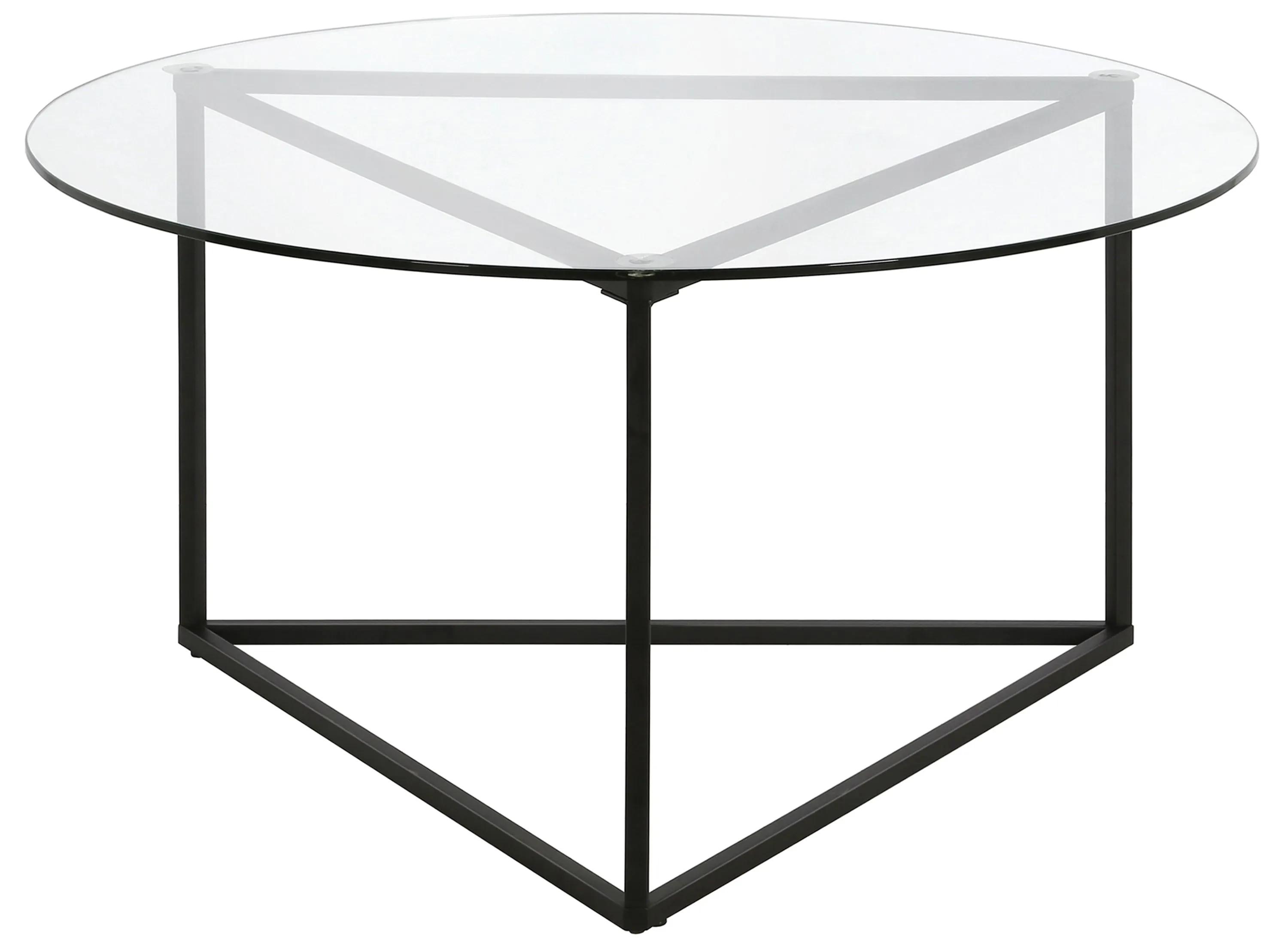 Raya Round Coffee Table with Glass Top