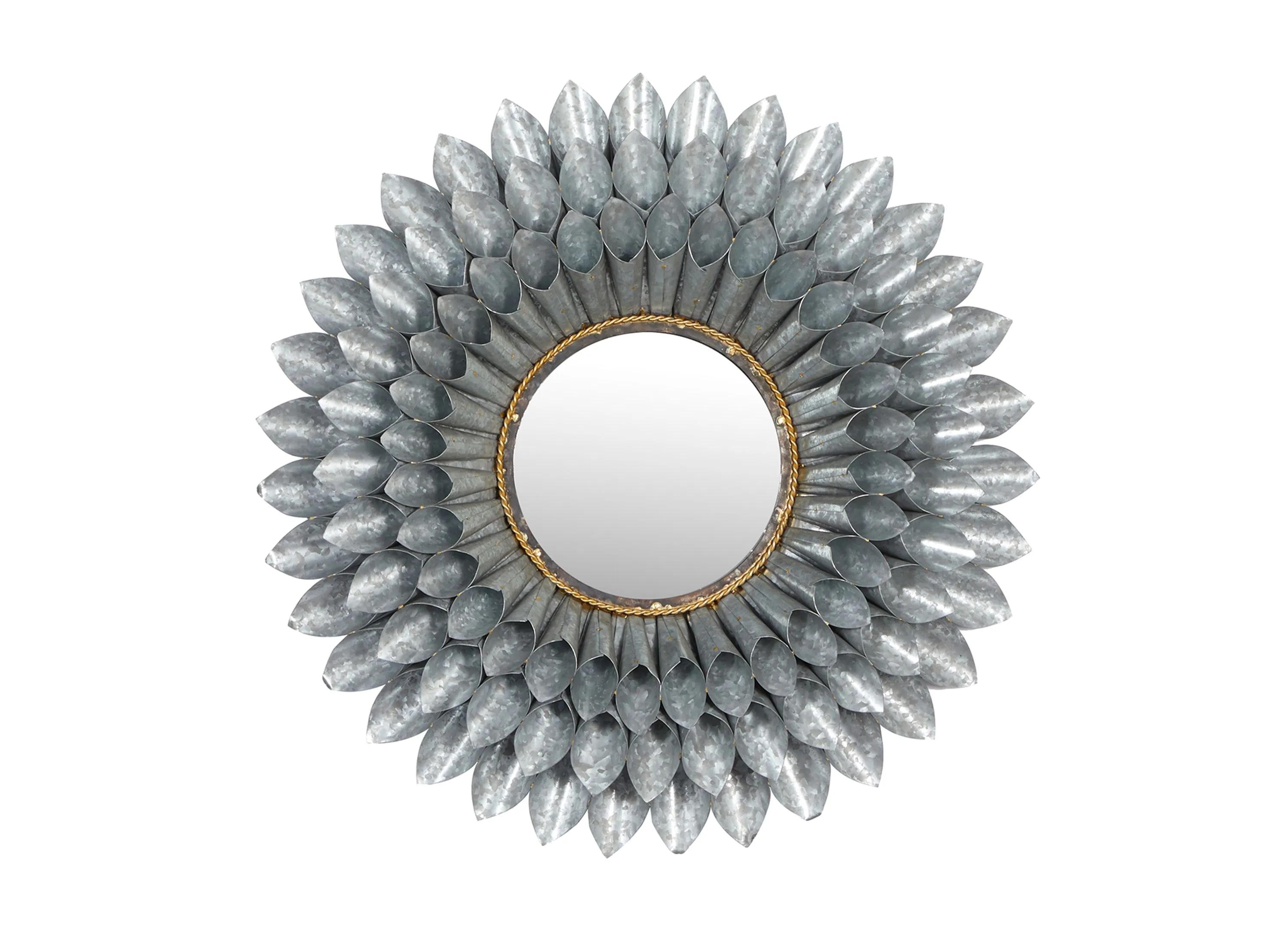 Ivy Collection Grey Metal Wall Mirror