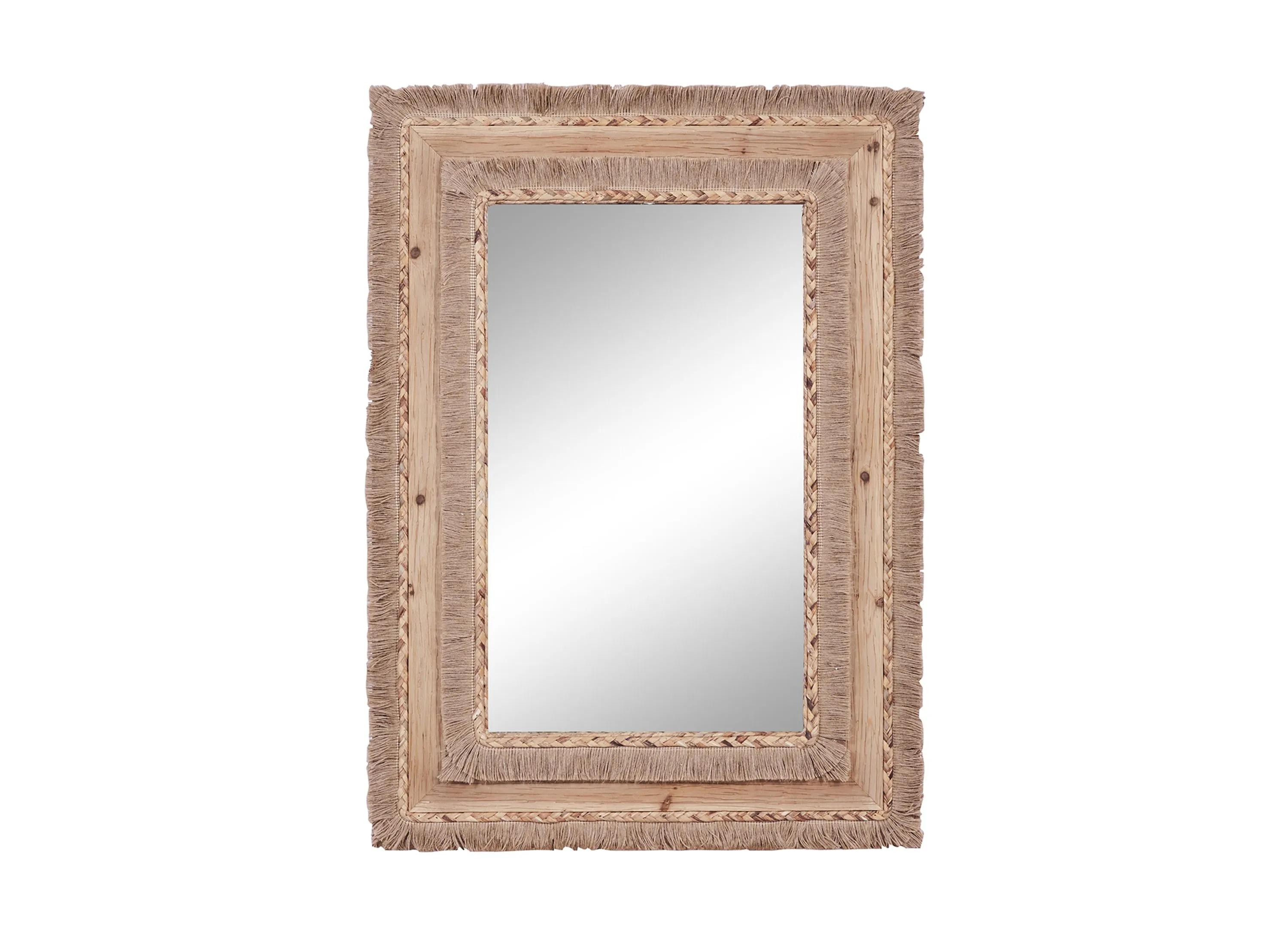 Ivy Collection Brown Wood Wall Mirror