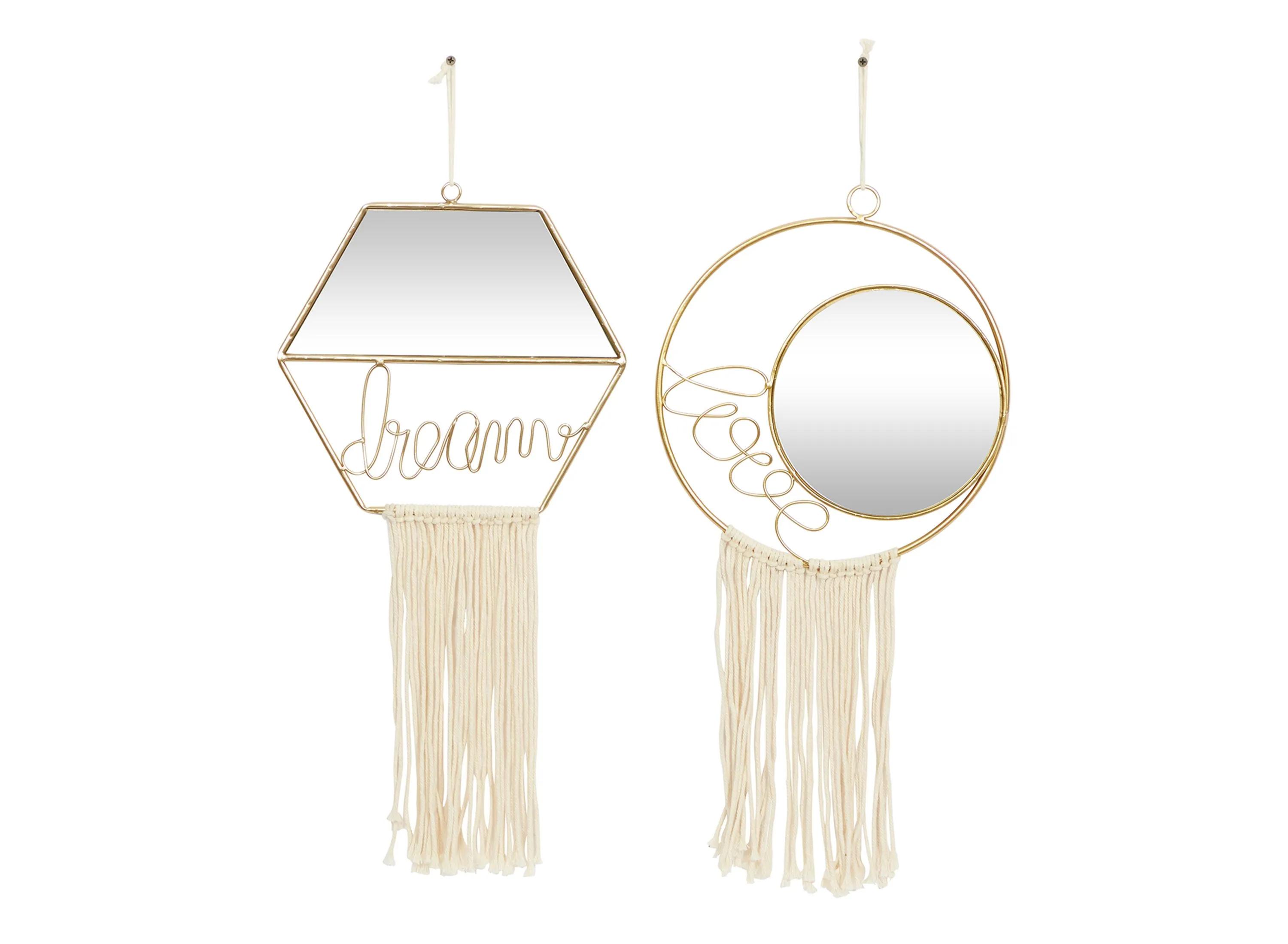 300143630 Novogratz Set of 2 Gold Metal Wall Mirrors sku 300143630