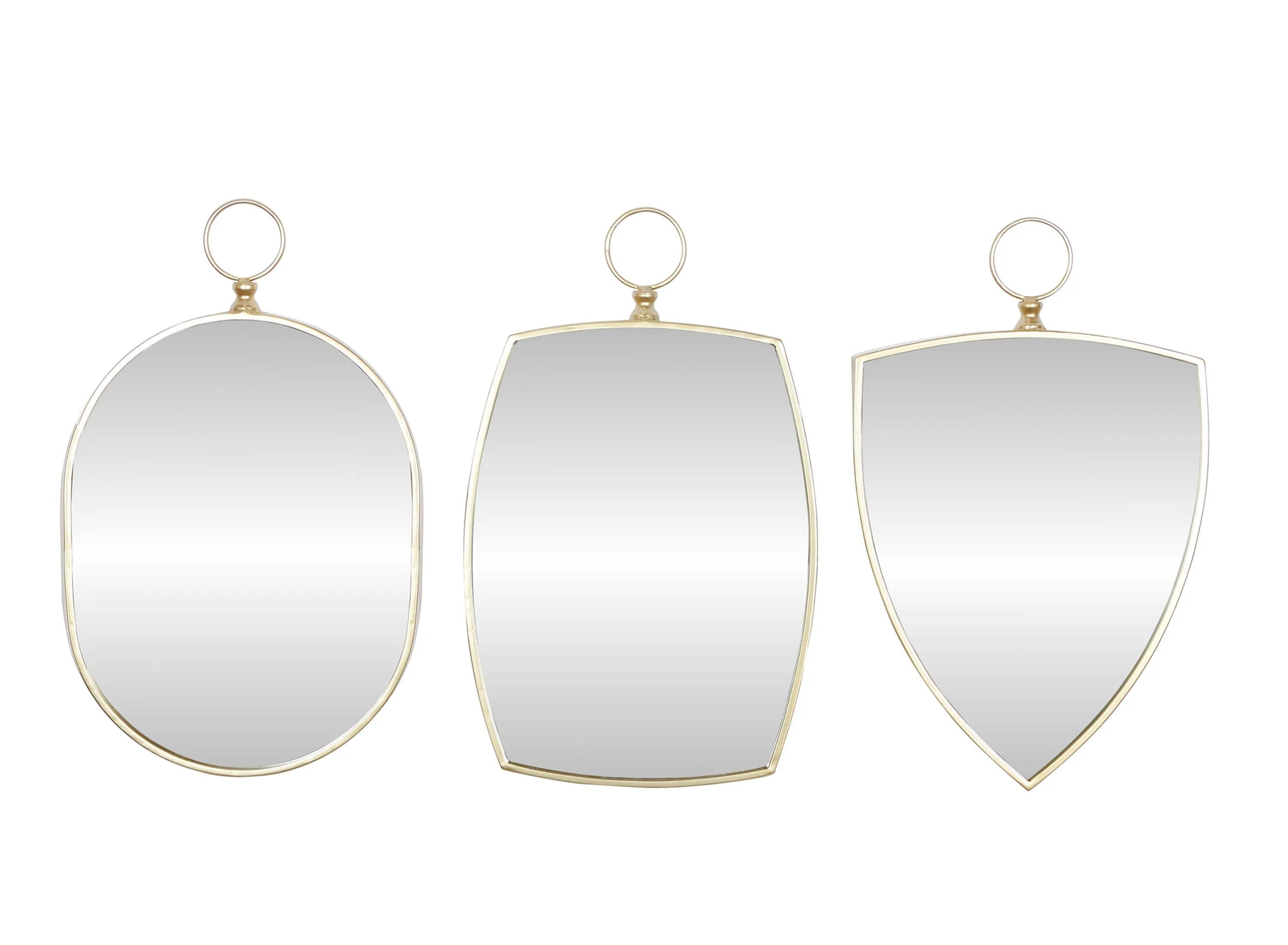 Ivy Collection Set of 3 Gold Wood Wall Mirrors