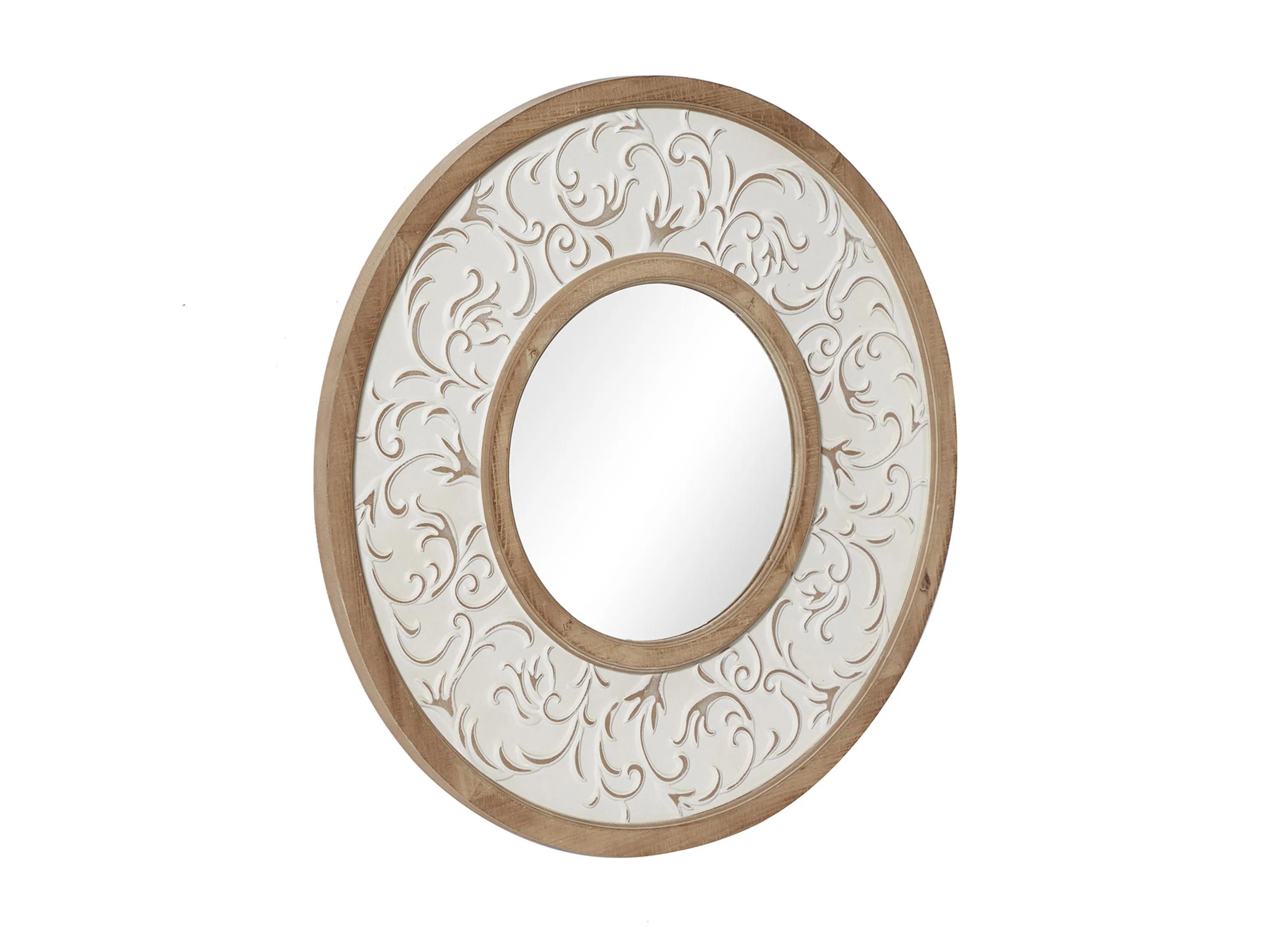 Ivy Collection White Wood Wall Mirror
