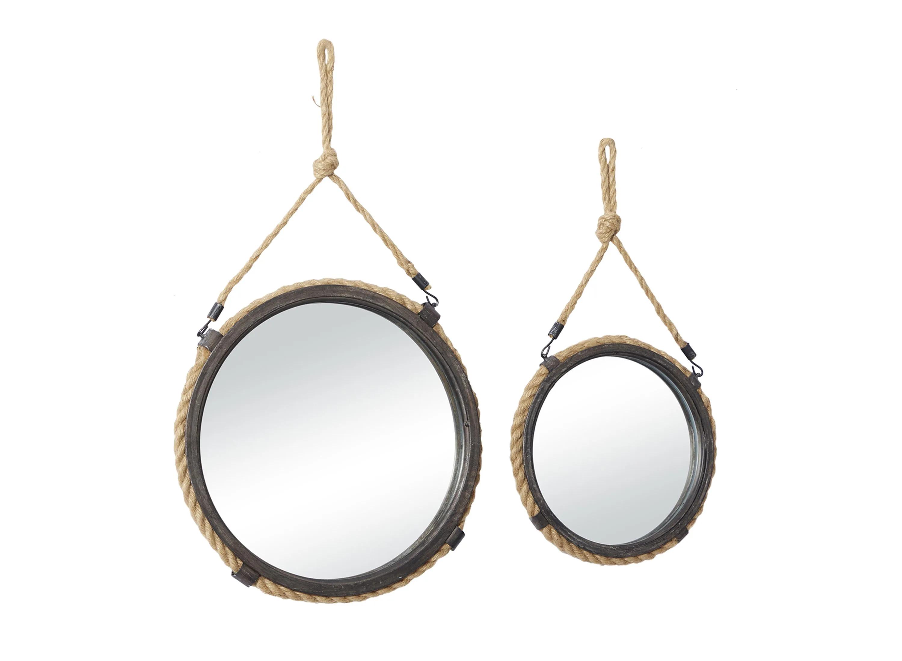 Ivy Collection Set of 2 Brown Metal Wall Mirrors