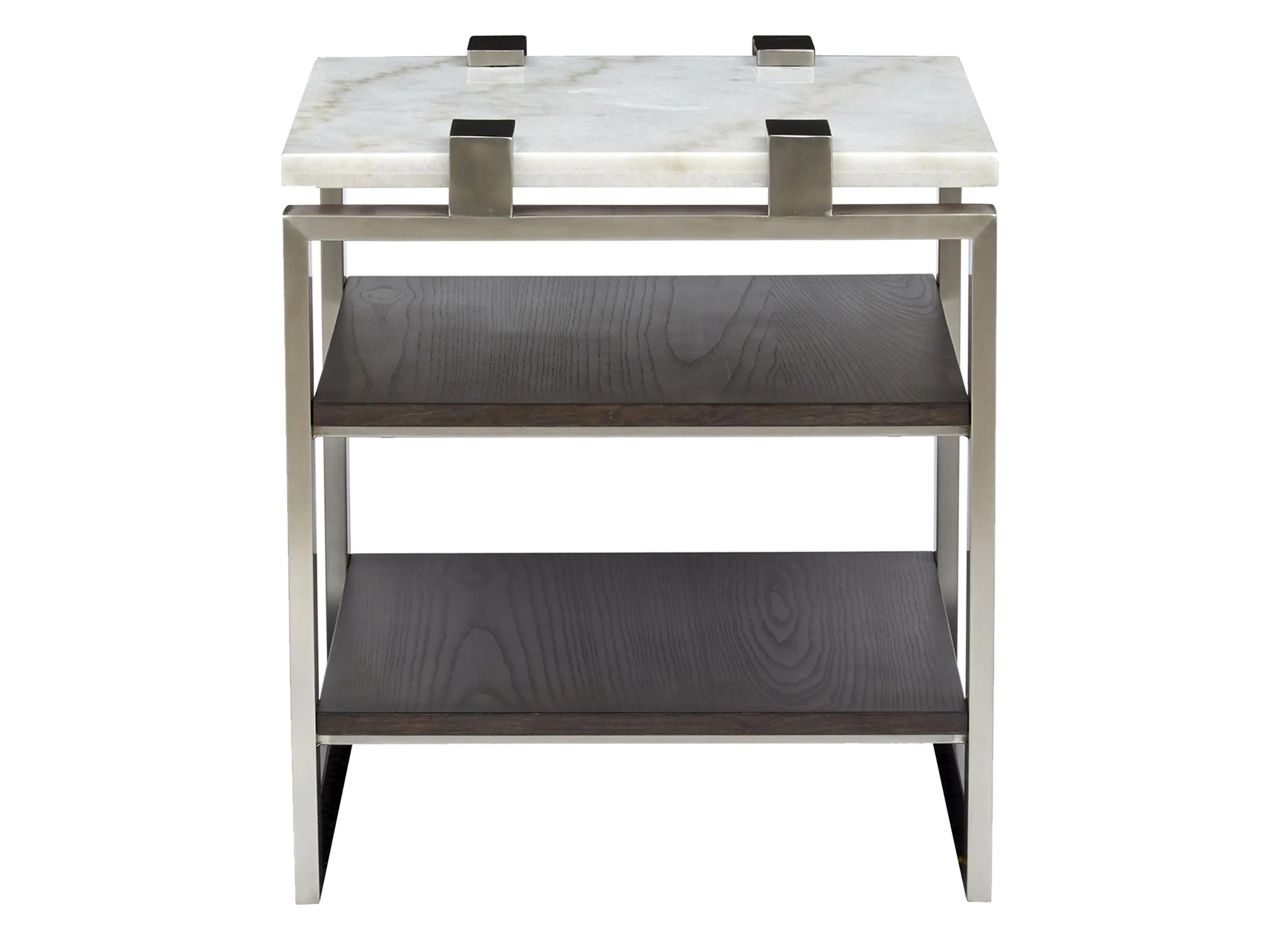 Paradox Pearl White And Roasted Almond Metal Rectangular End Table