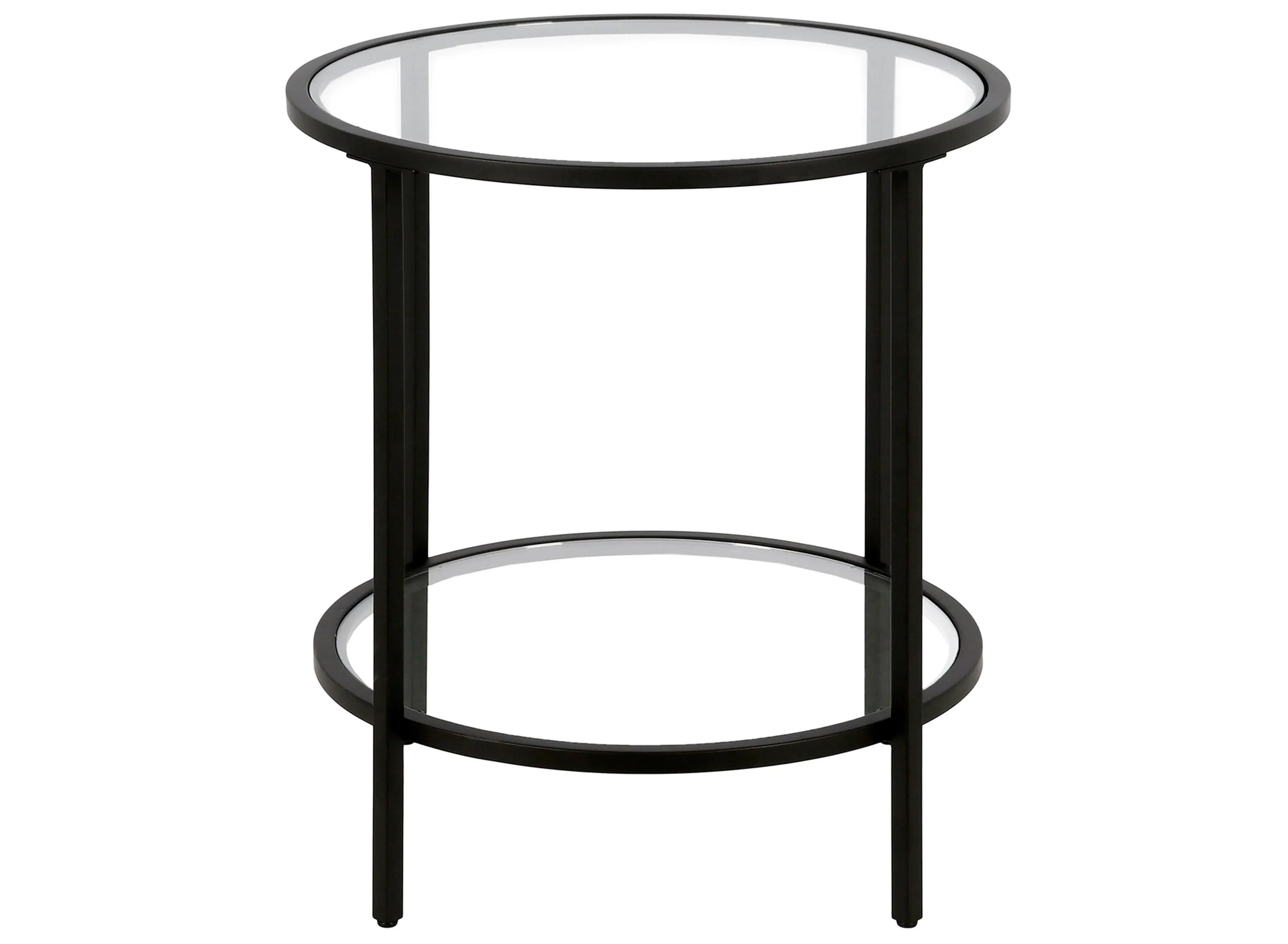 Paulino Round End Table with Glass Shelf
