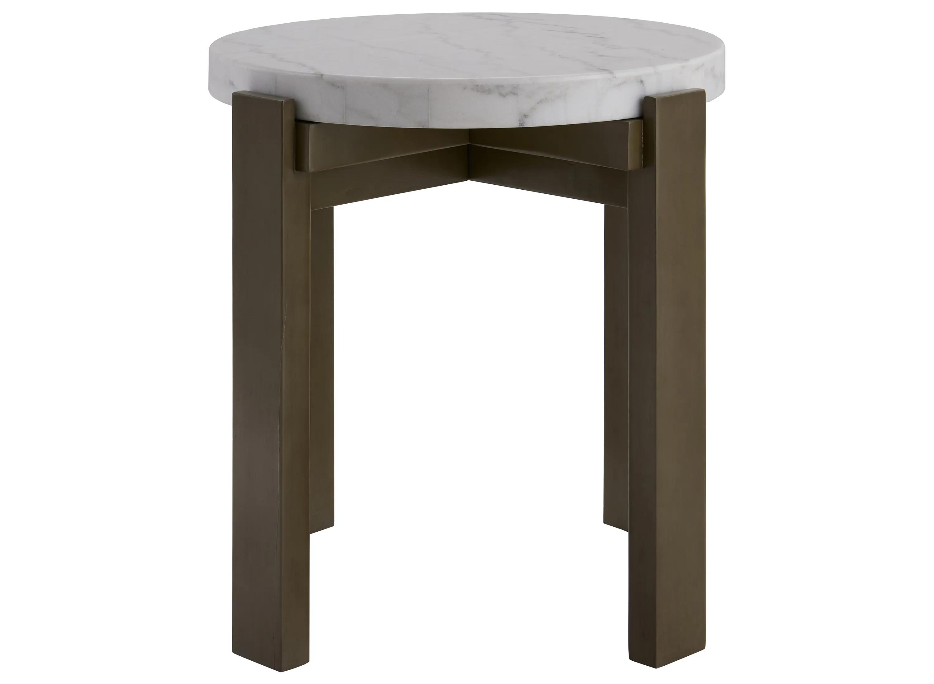 Rysa White and Gray Round Marble Top End Table