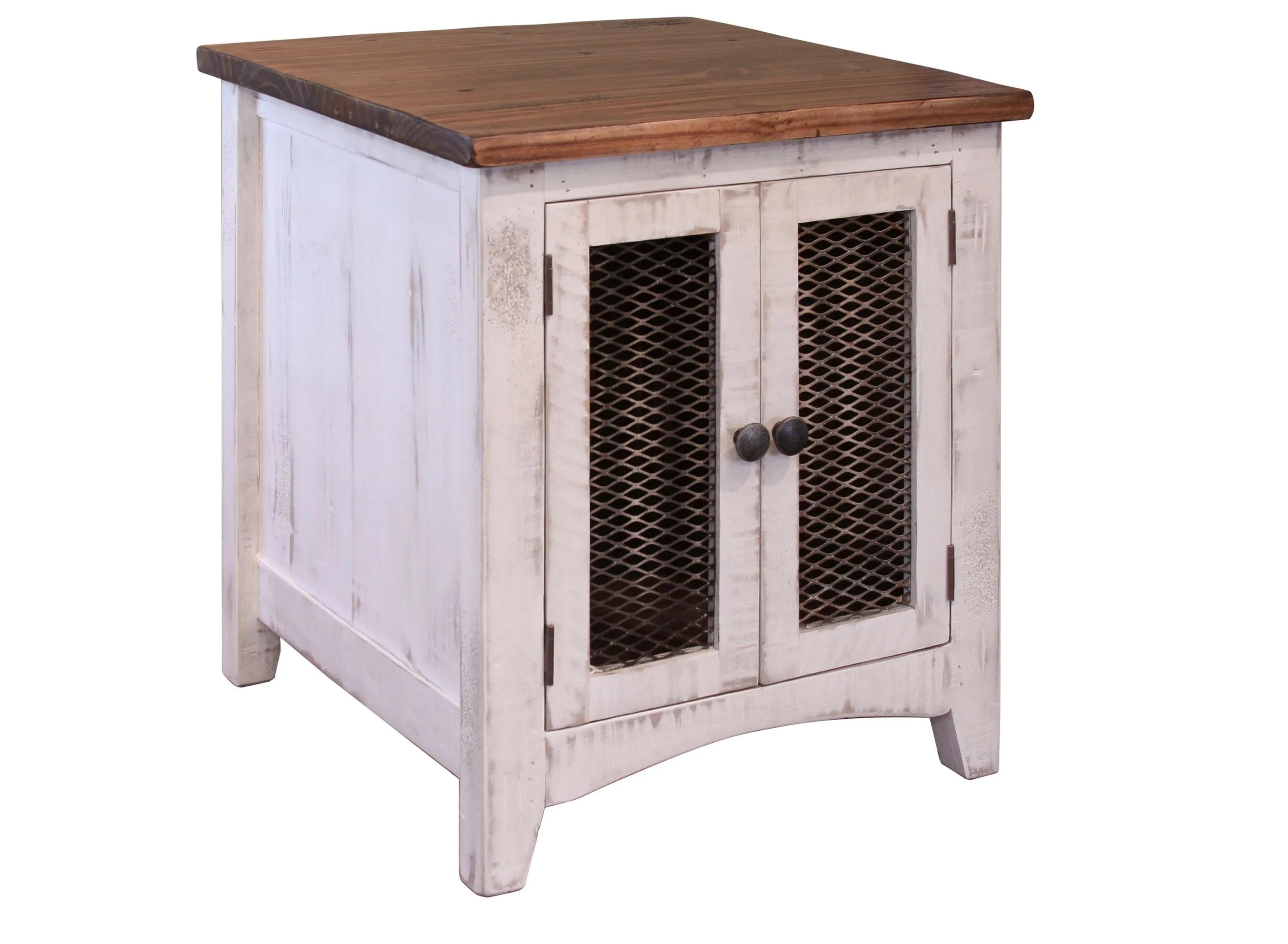 Pueblo Square White End Table