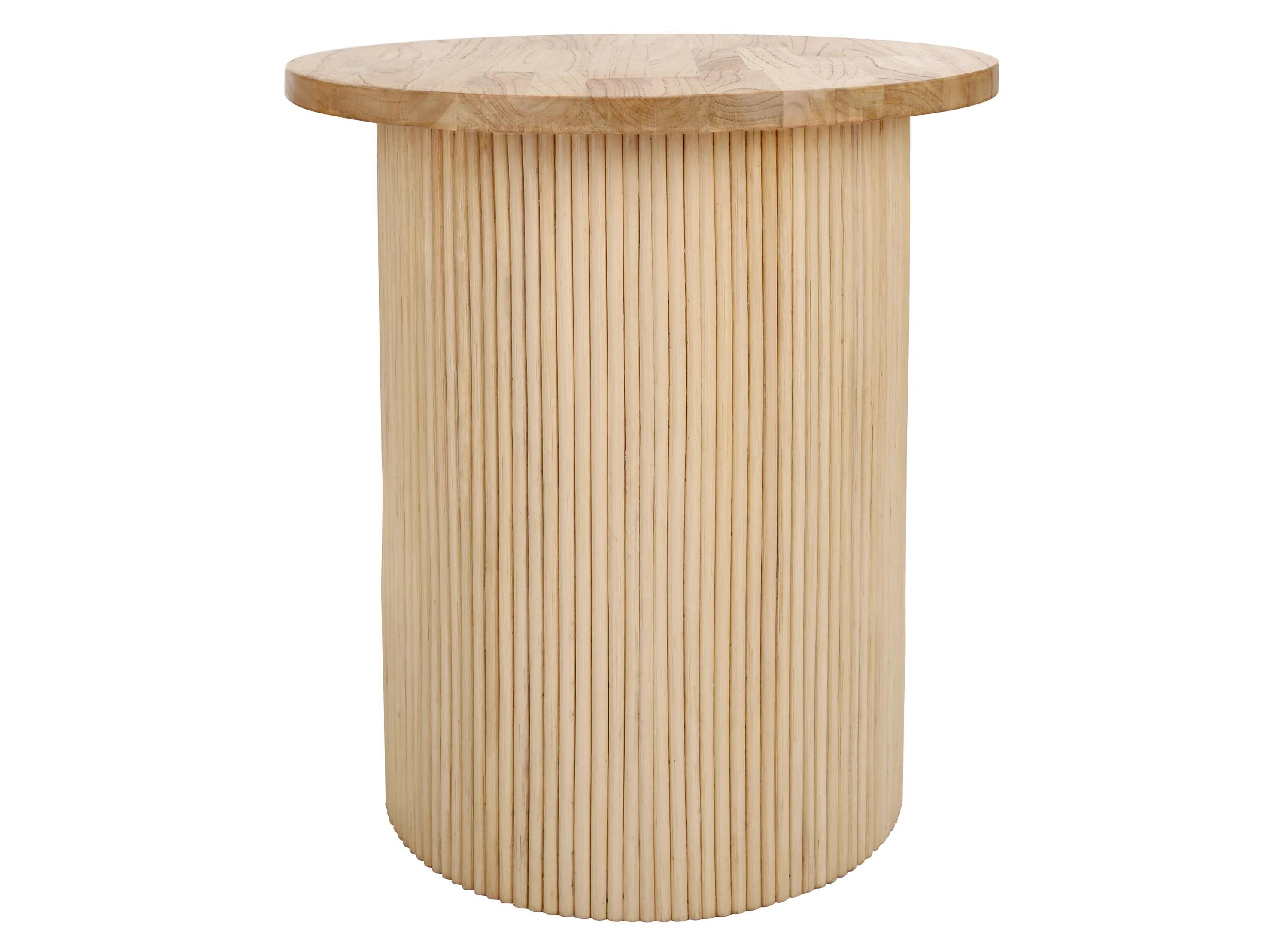 Pacific Direct 3100021 Kiefer Rattan Side & End Table with Wood Top, Natural
