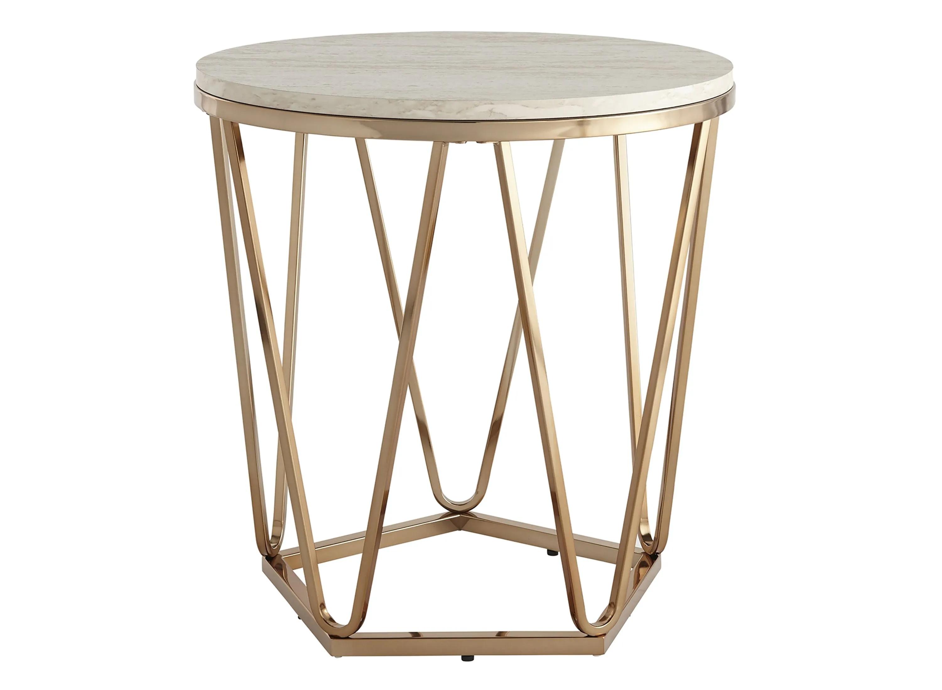 Bideford Round Faux Marble End Table