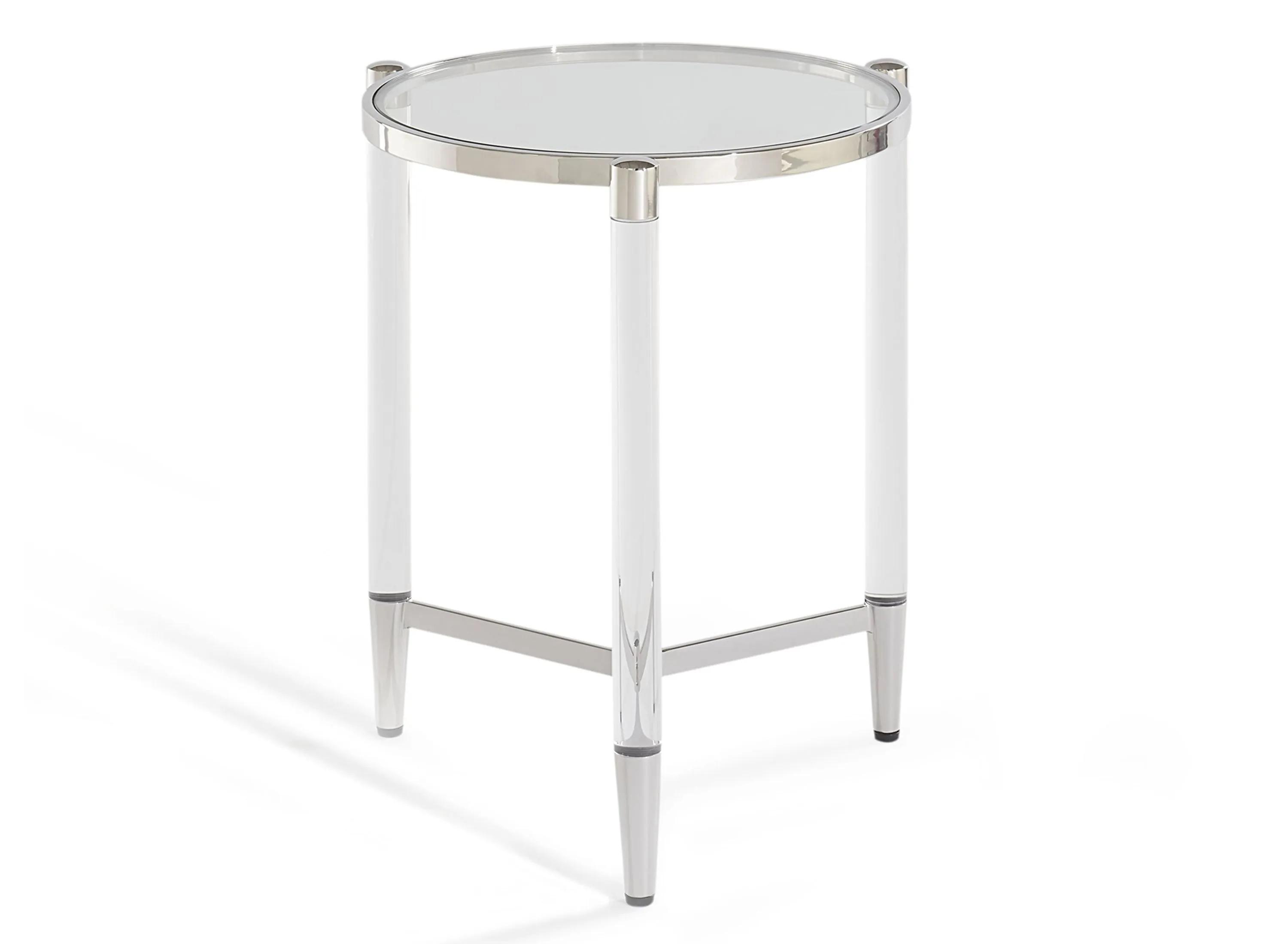 Marilyn Glass Top and Steel Base Round End Table