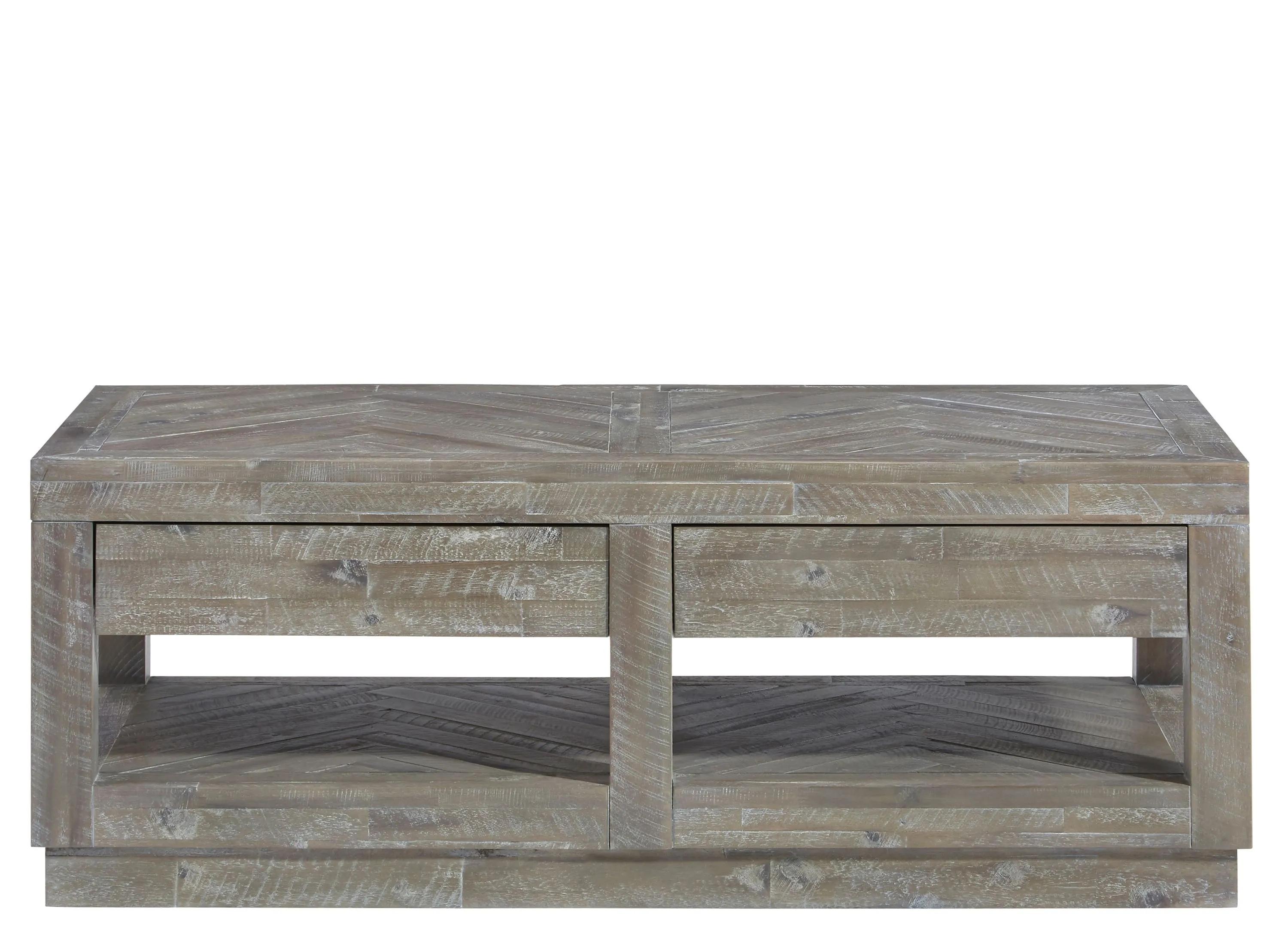 Herringbone Solid Wood Two Drawer Coffee Table