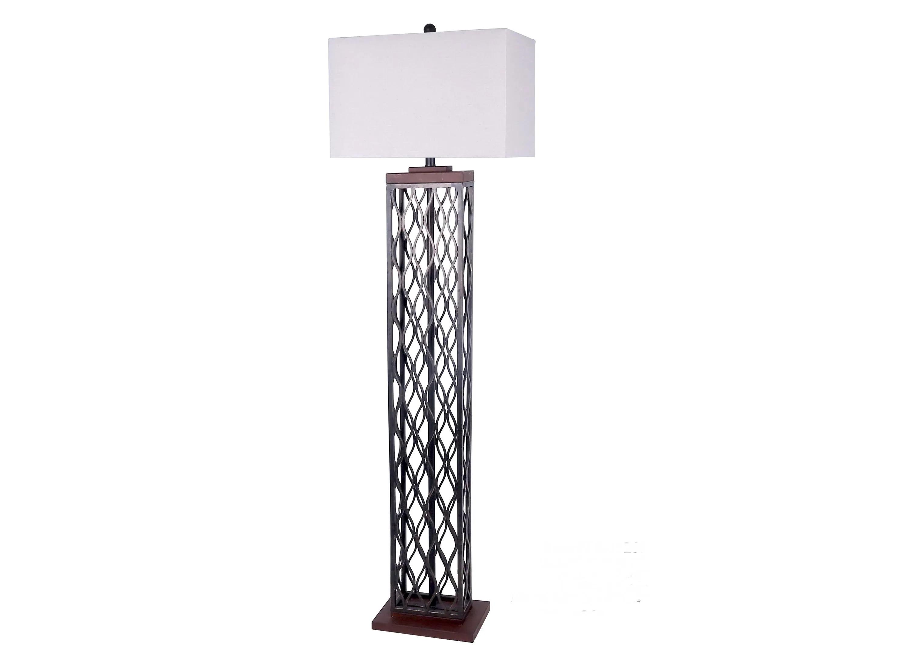 Metal and Wood Floor Lamp