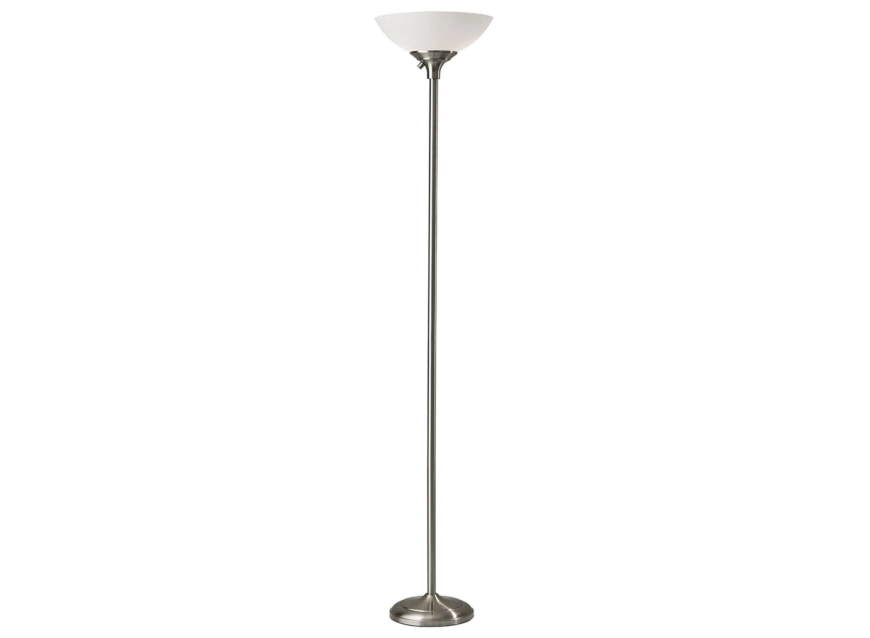 Glenn Brushed Steel Frosted Plastic Floor Lamp