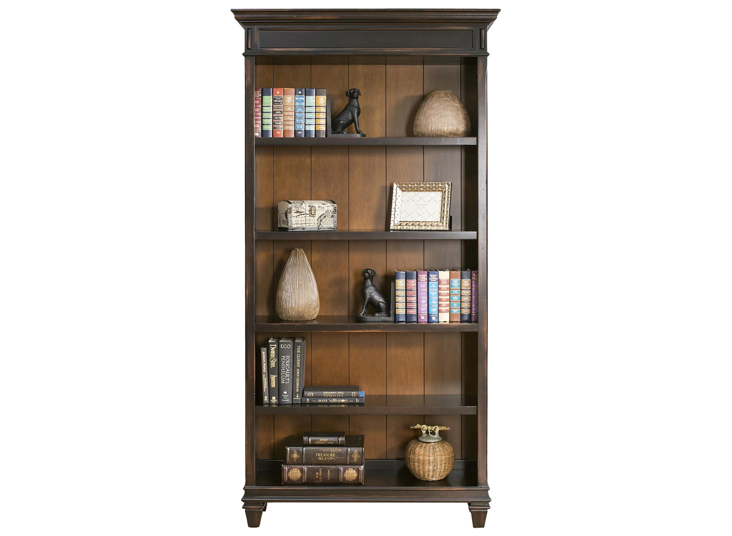 Hartford Distressed Black Open Bookcase