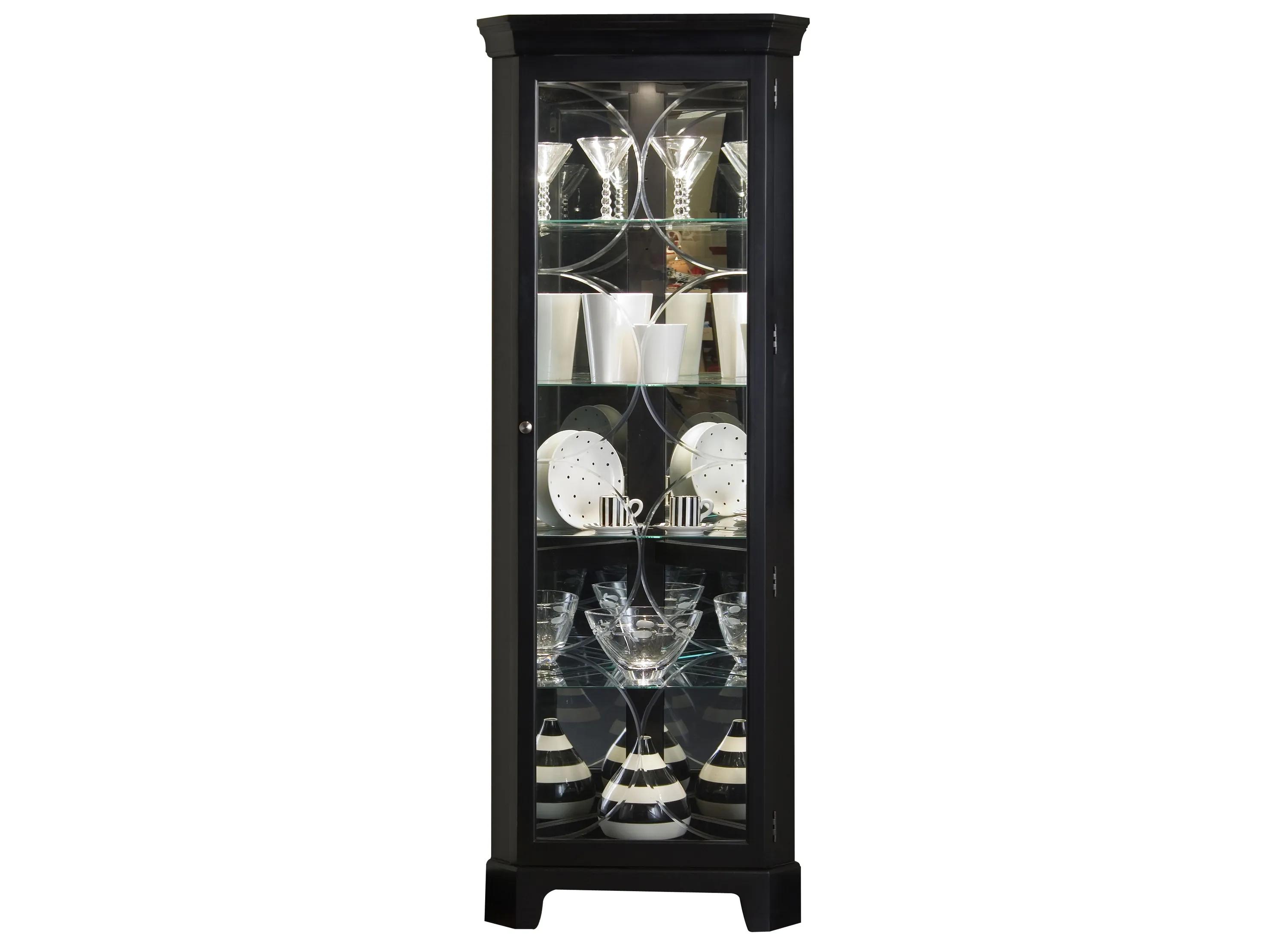 Milligan Lighted 4 Shelf Corner Curio Cabinet