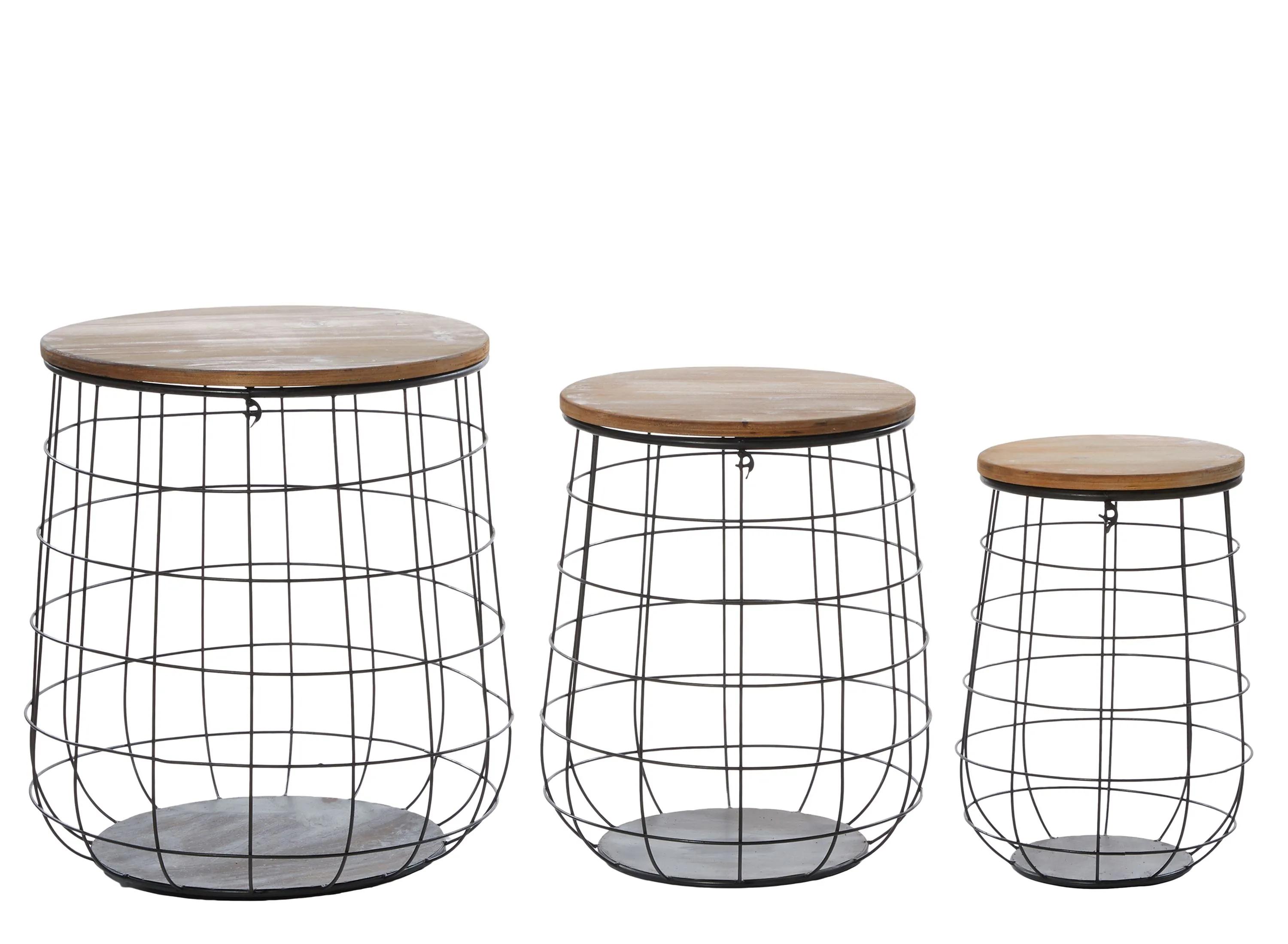 Ivy Collection Metal Storage Baskets - Set of 3