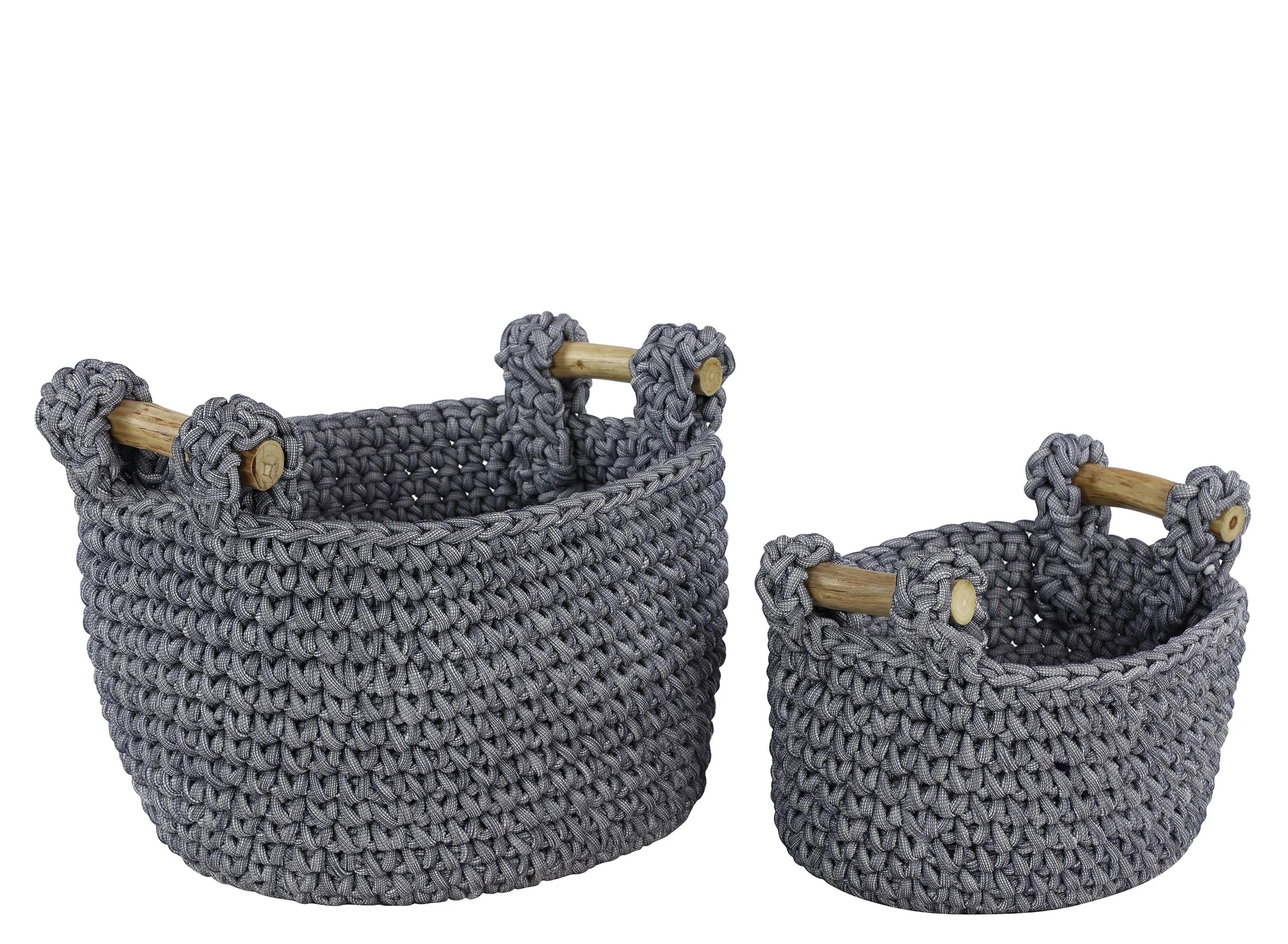 Ivy Collection Polyester Storage Baskets - Set of 2