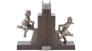 Ivy Collection People with Swing Set Antiqued Bookends Set