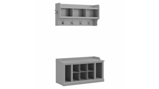 Woodland Home Storage Bench with Shelves and Wall Mounted Coat Rack