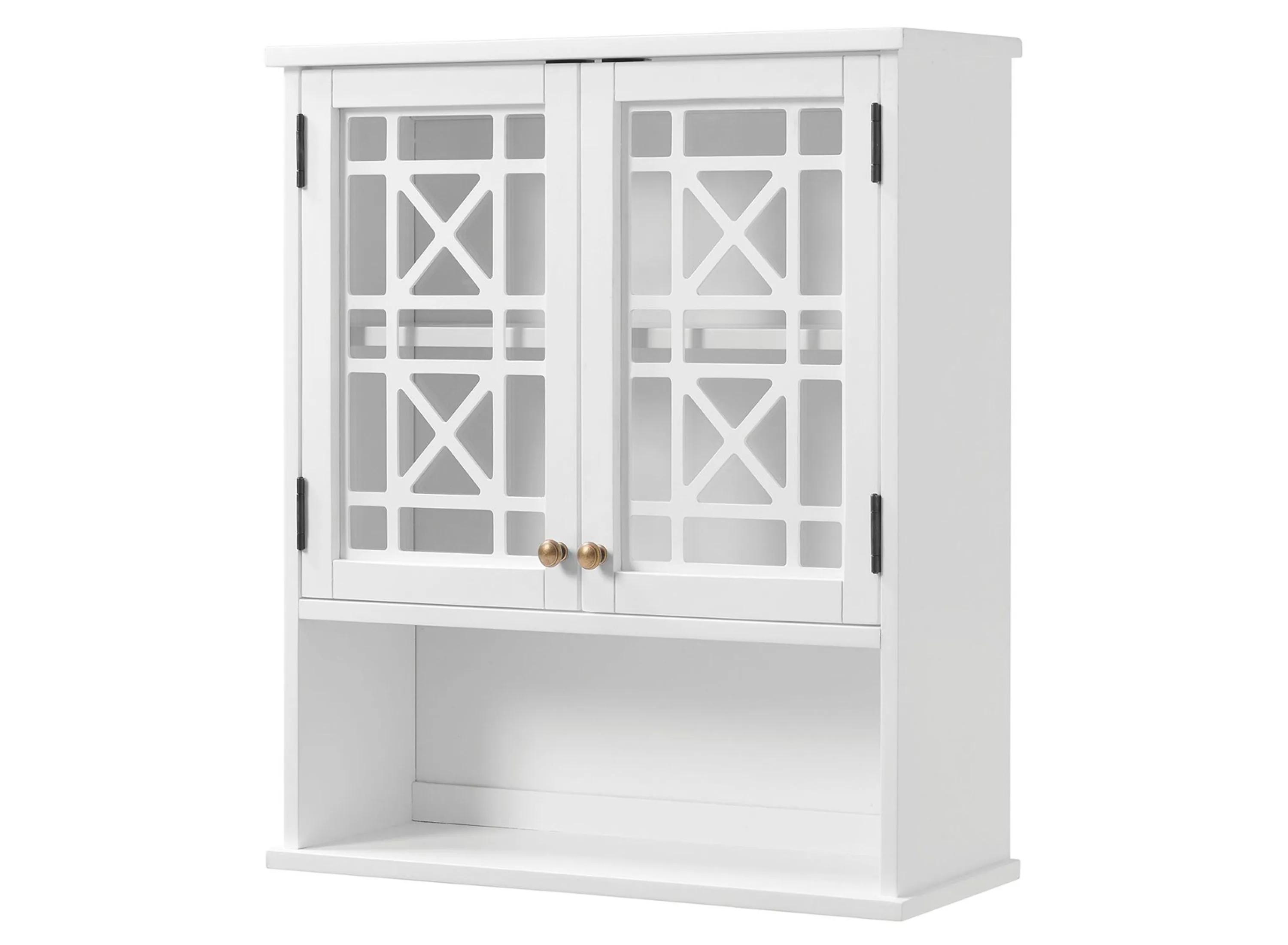 Derby Wall-Mounted Bath Storage Cabinet w/ Glass Doors and Shelf
