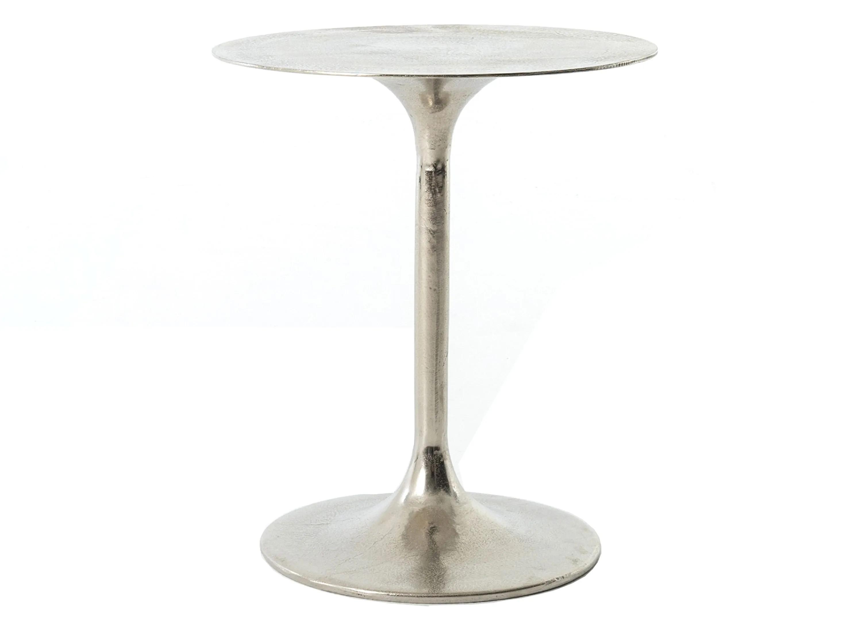 Marlow Tulip Round Metal Raw Nickel End Table