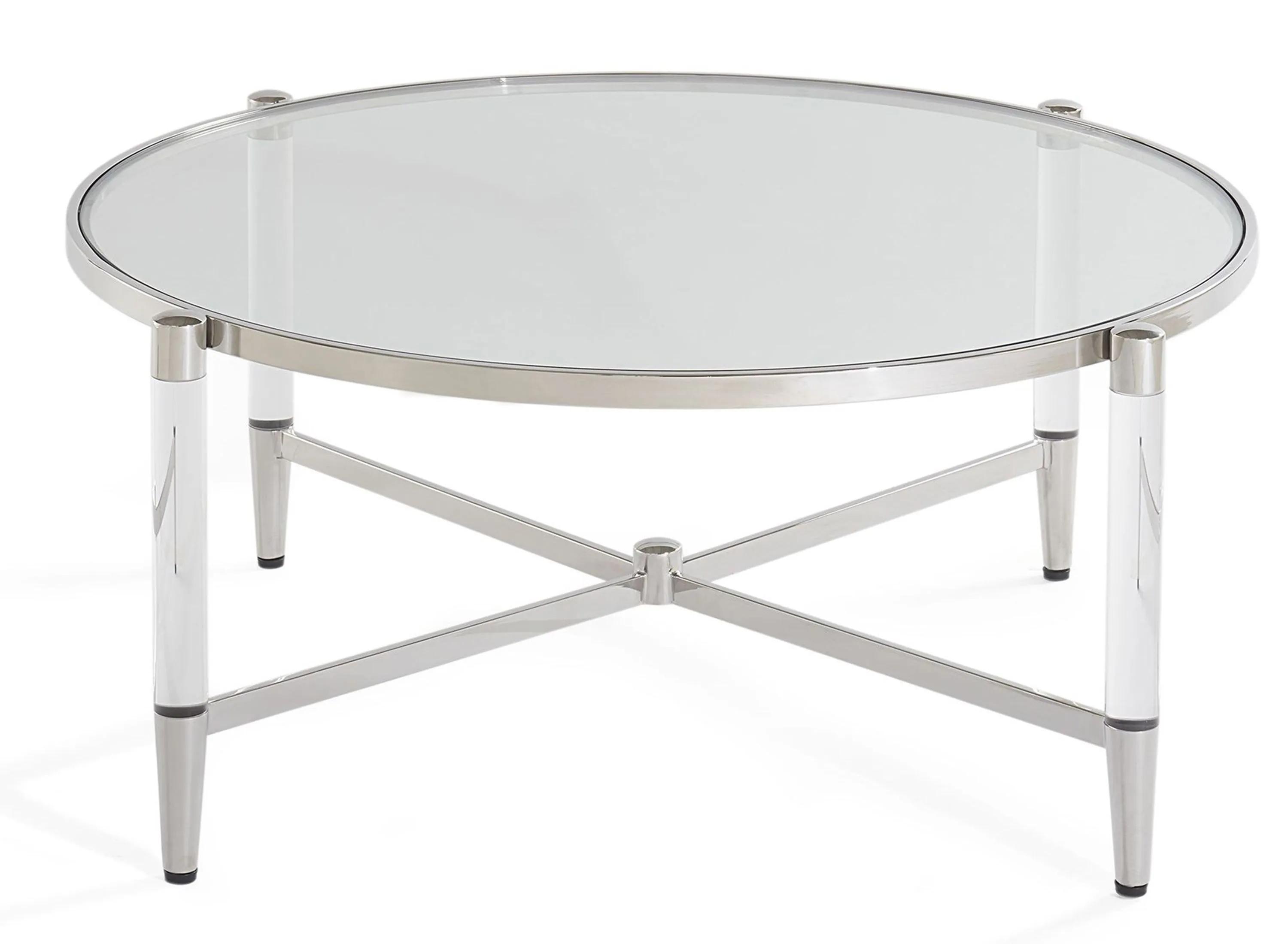 Mariyln Glass Top and Steel Base Round Coffee Table