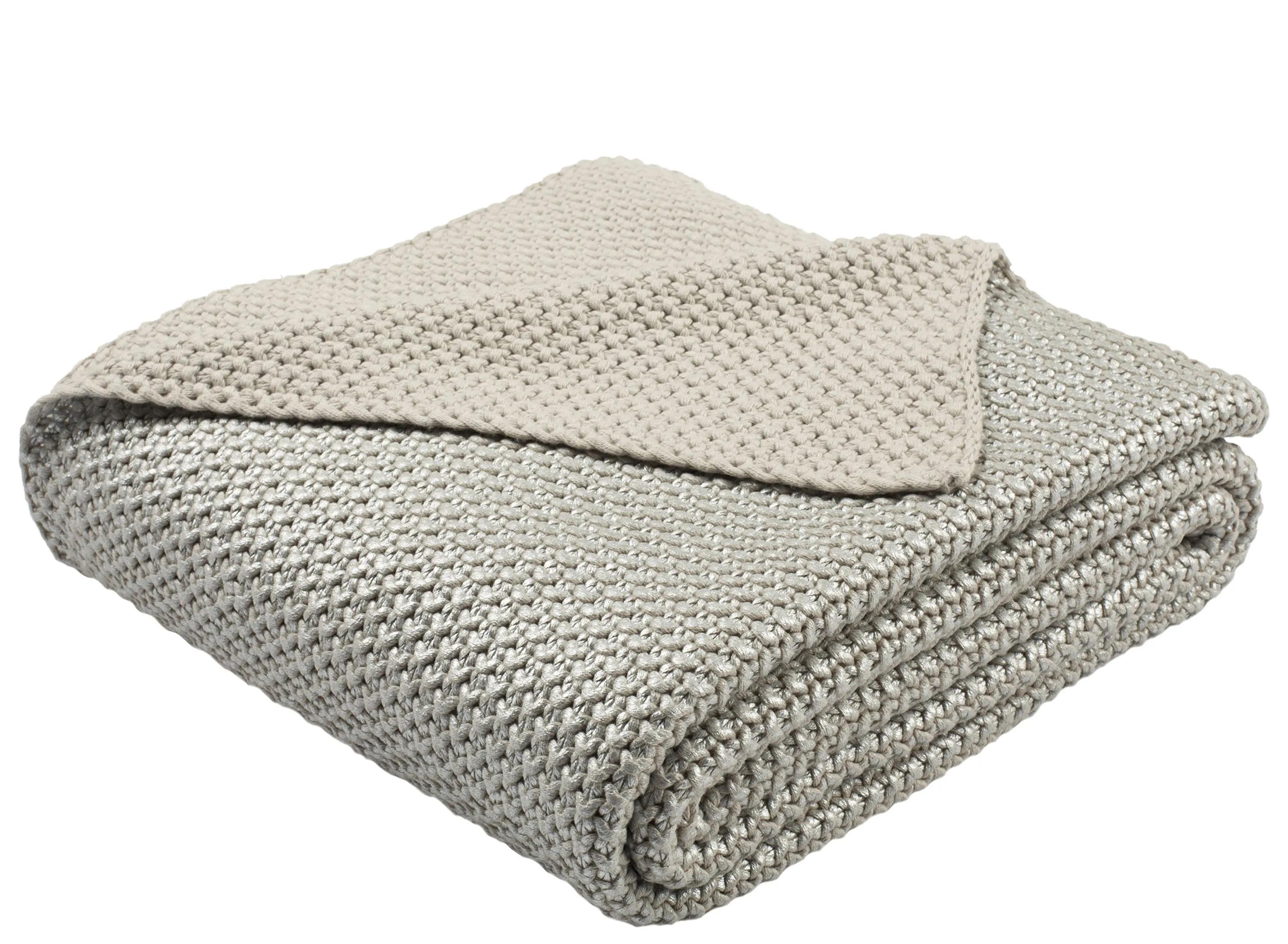 Tickled Grey Knit Throw