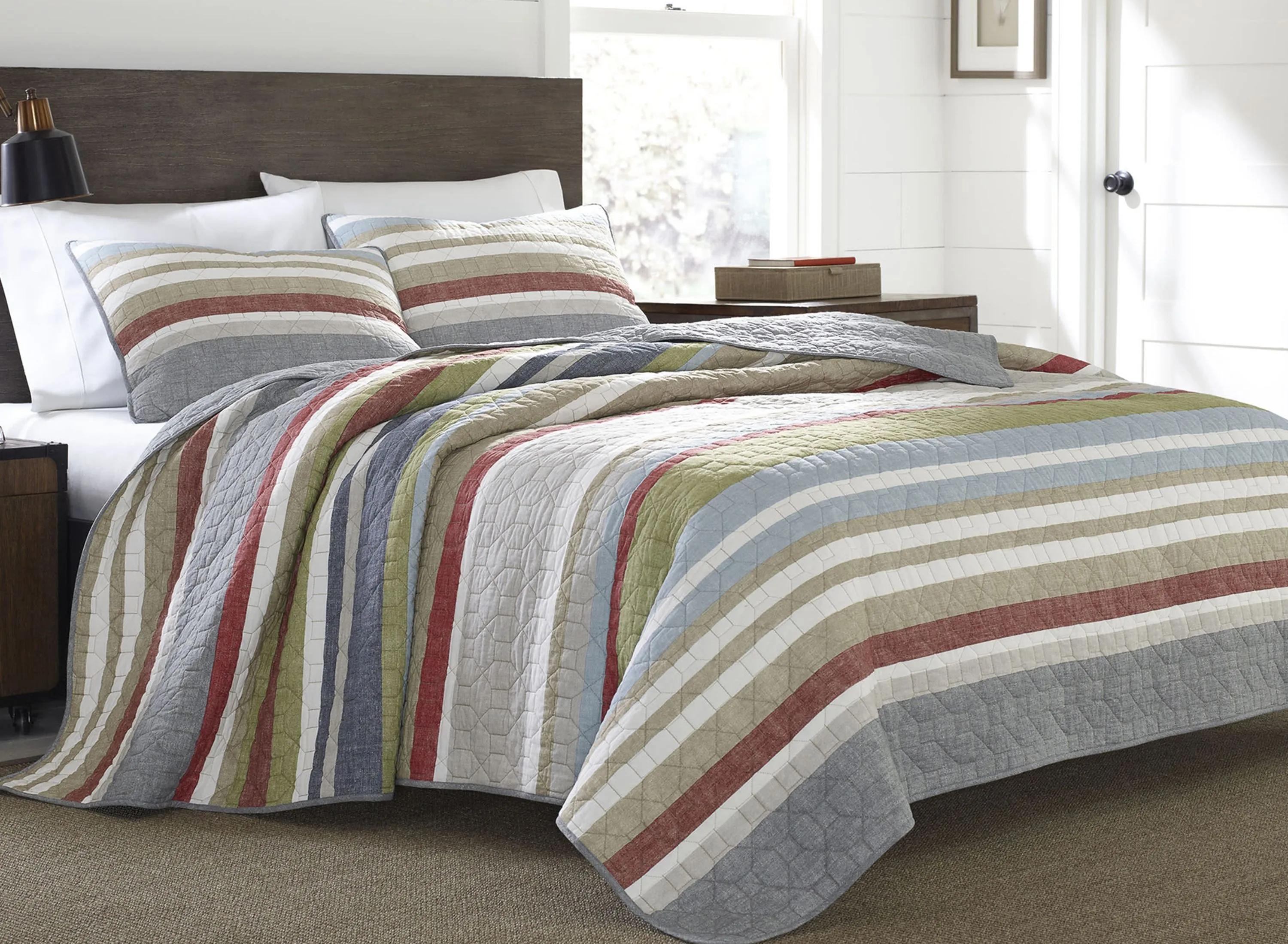 Salmon Ladder Stripe 3-pc. Quilt Set