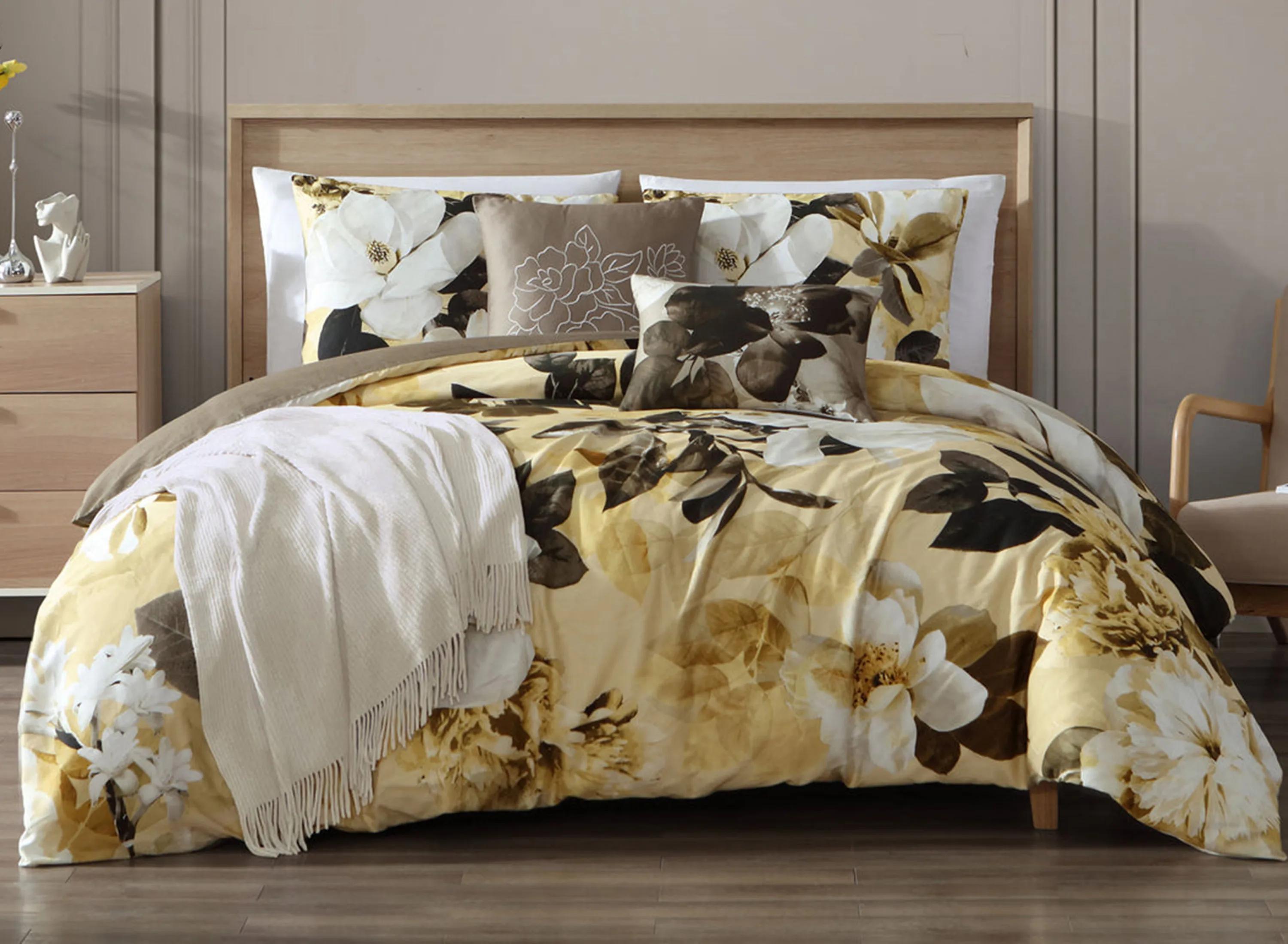 Bebejan Yellow Magnolia 5-pc. Reversible Comforter Set