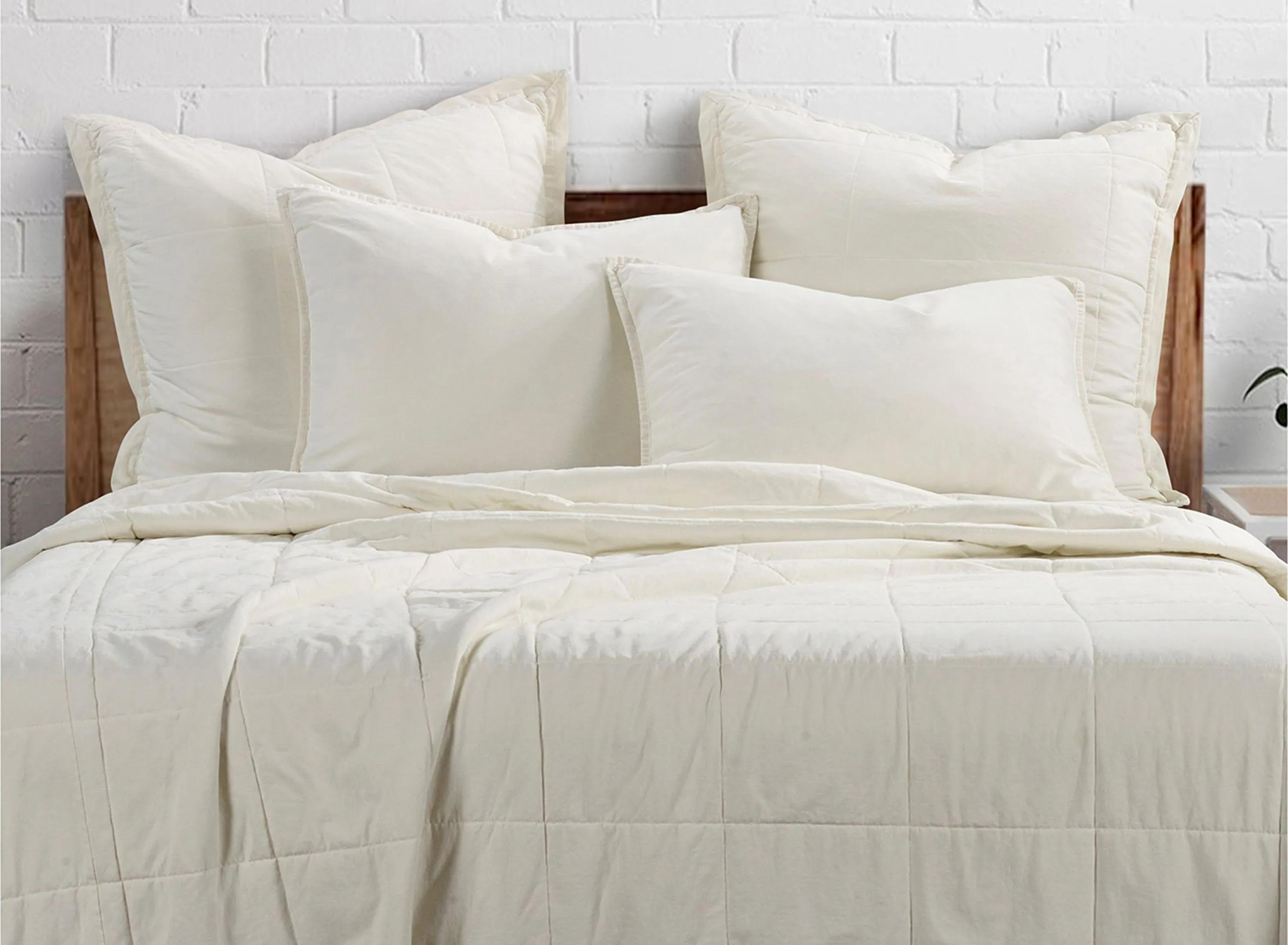 HiEnd Accents Stonewashed Cotton Canvas Coverlet Set - Natural - King