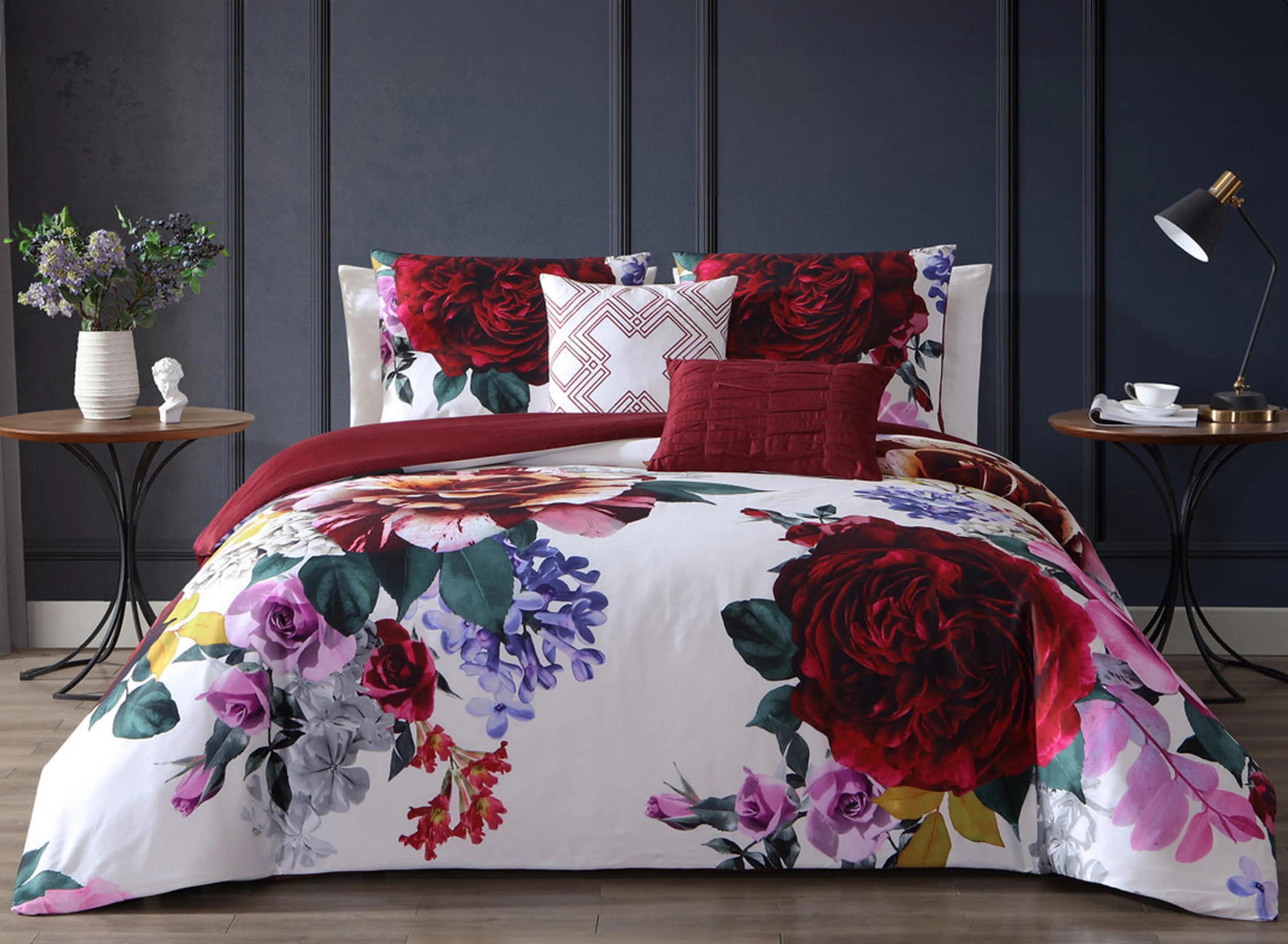 Bebejan Magenta Floral 5-pc. Reversible Comforter Set