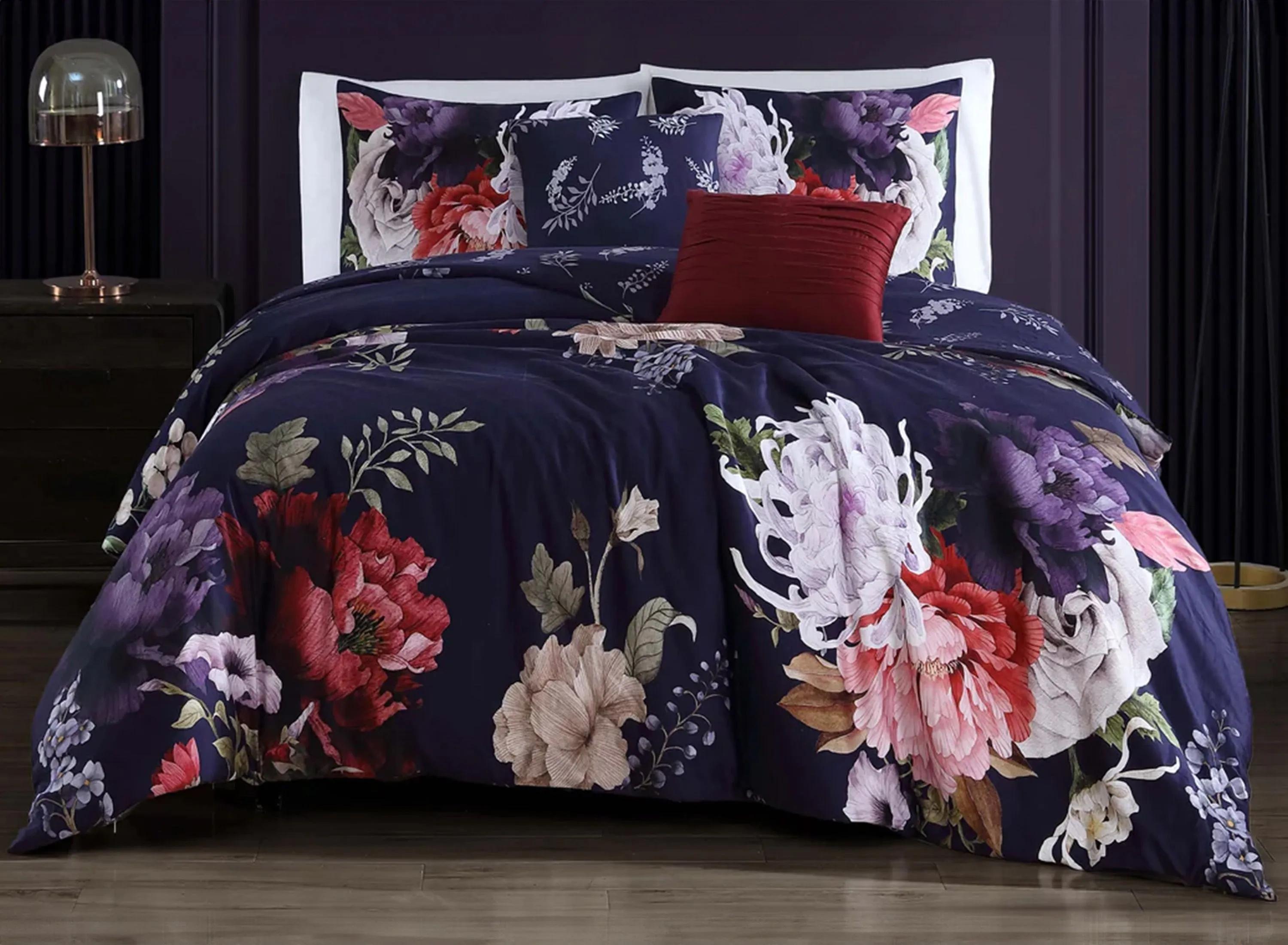 Bebejan Deep Purple Garden 5-pc. Reversible Comforter Set