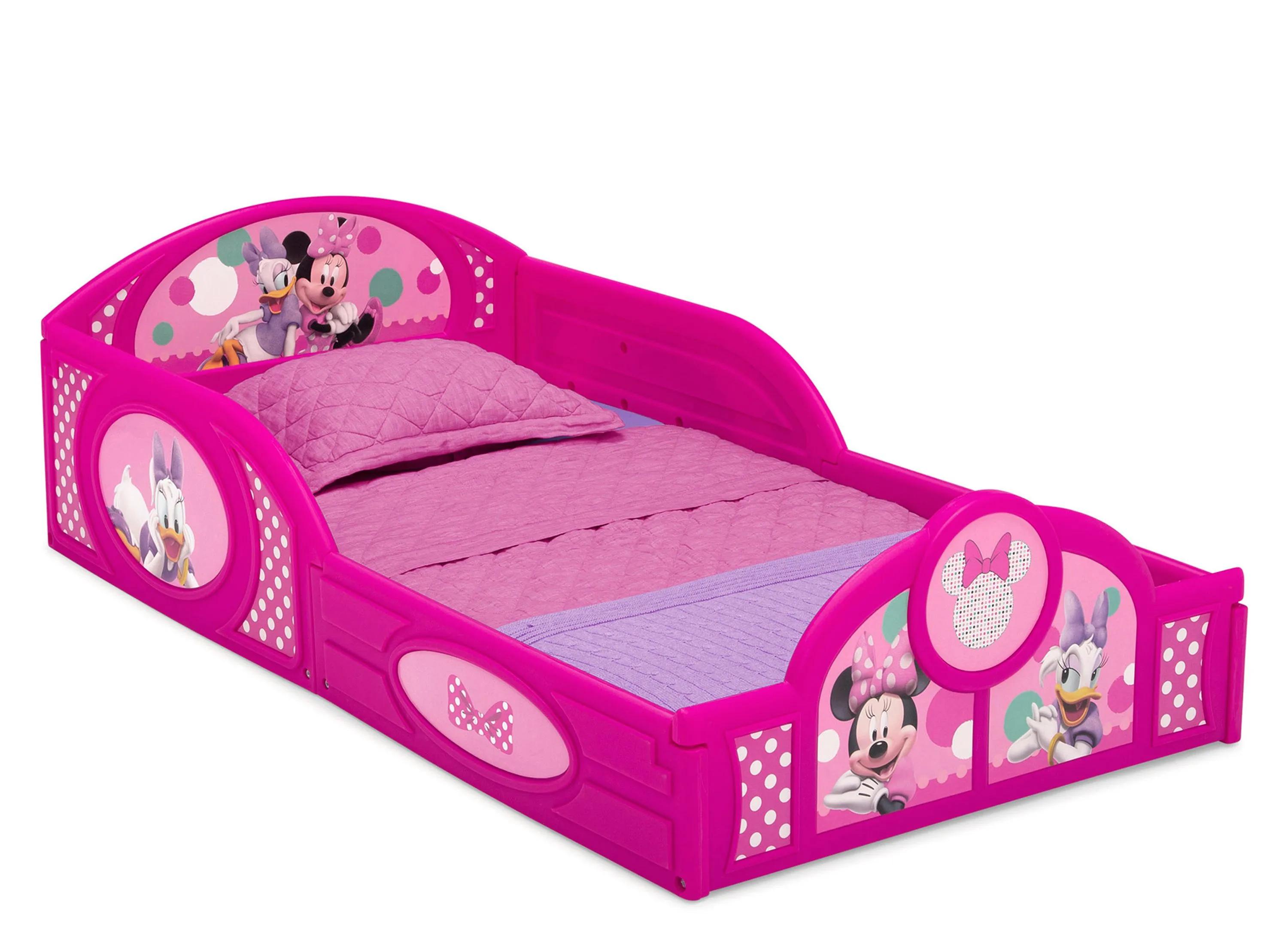 Disney Minnie Mouse Sleep and Play Toddler Bed with Attached Guardrails by 