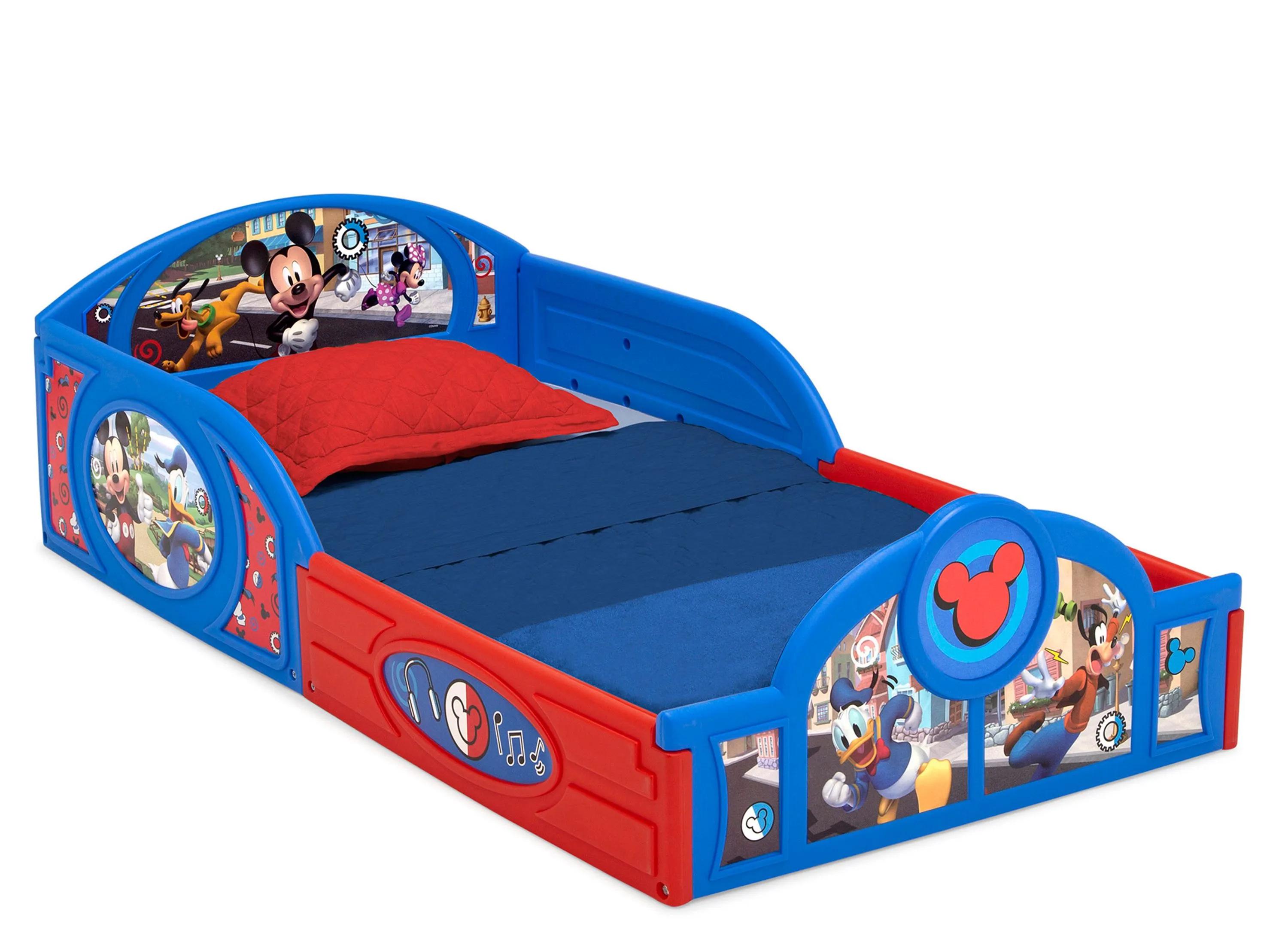 Disney Mickey Mouse Sleep and Play Toddler Bed with Attached Guardrails by 